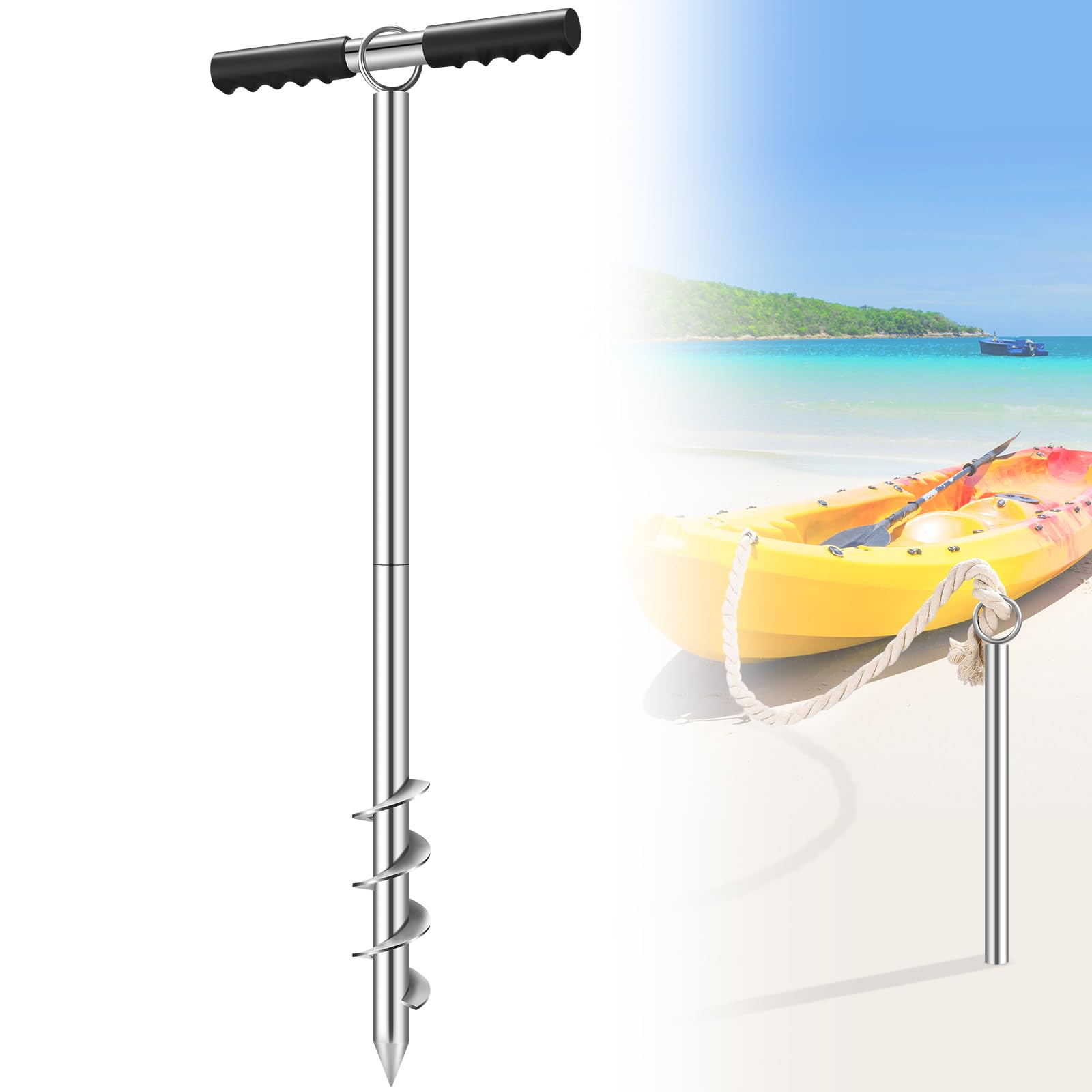 GADFISH 30.7-inch Stowable Boat Anchor Kit - Lightweight Shallow Water Anchor for Kayaks, Fishing Boats & Small Vessels | Perfect for Diving, Beach Mooring & Anchor Trolley Systems | Marine Fixing Accessories for Secure Anchoring in Lakes, Rivers & Coastal Waters