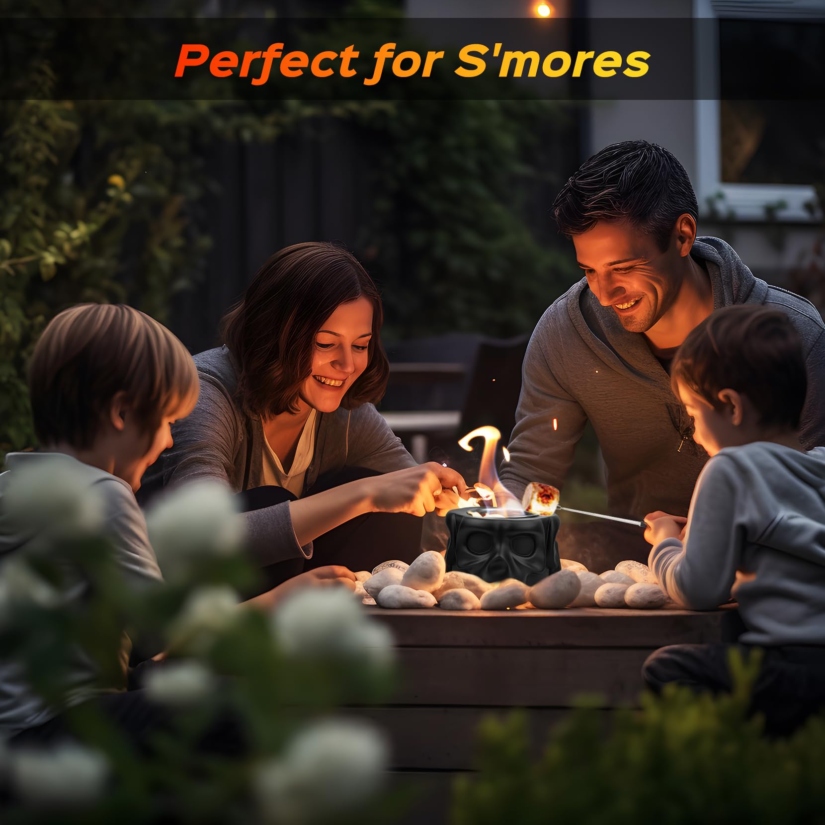 Round Concrete Smokeless Tabletop Fire Pit - Indoor & Outdoor Portable S'mores Maker for Patio, Backyard, Camping - Perfect Gift for Women, Mom, Wedding, Housewarming, Christmas & Birthday