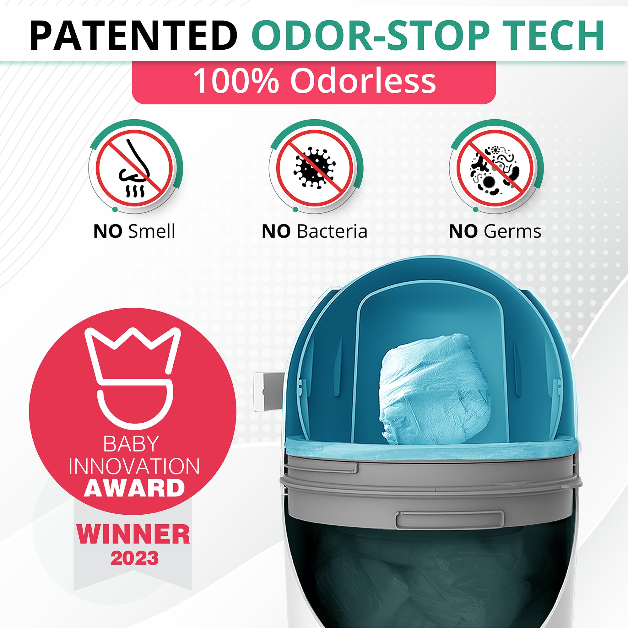 Magic Baby Diaper Pail with OdorLock Technology - Hands-Free Step Can for Nursery & Baby Room - Includes 4 Refill Rolls (Black) | Perfect for Diaper Disposal & Nursery Organization