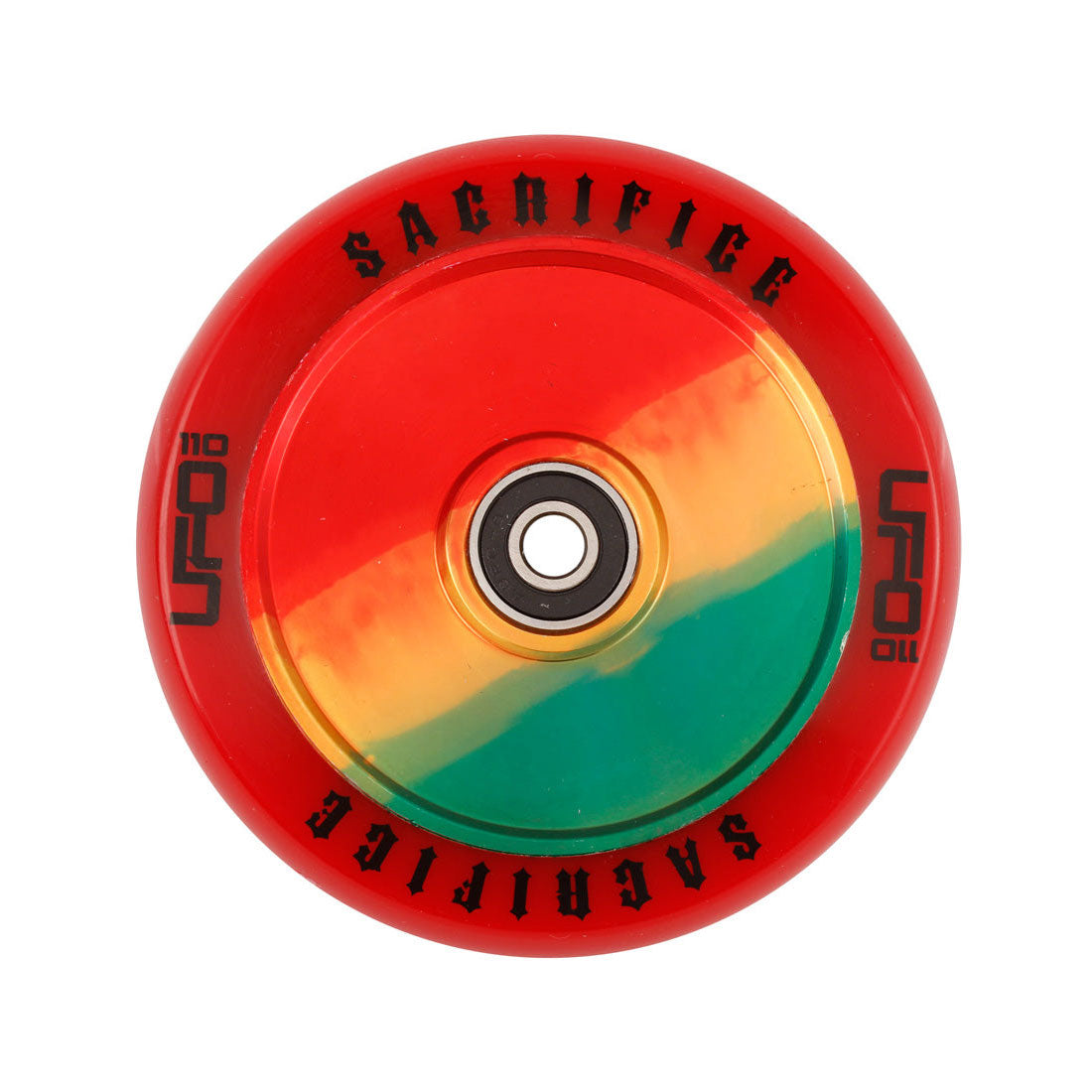 110mm Sacrifice UFO Skateboard Wheels - Red/Jamaica Color - Perfect for Street Skating and Park Tricks