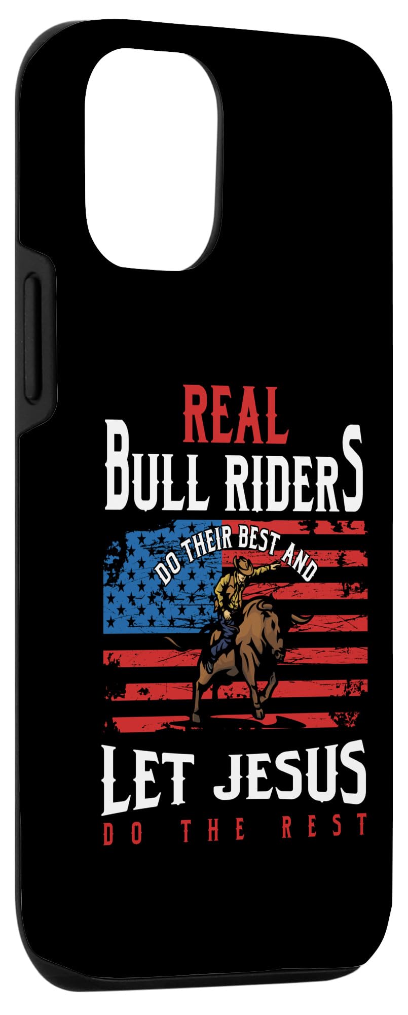iPhone 12/12 Pro Case - American Bull Rider Design with Jesus Believer Theme - Perfect Rodeo Gift for Cowboy Fans (Durable Protection for Everyday Use & Rodeo Events)