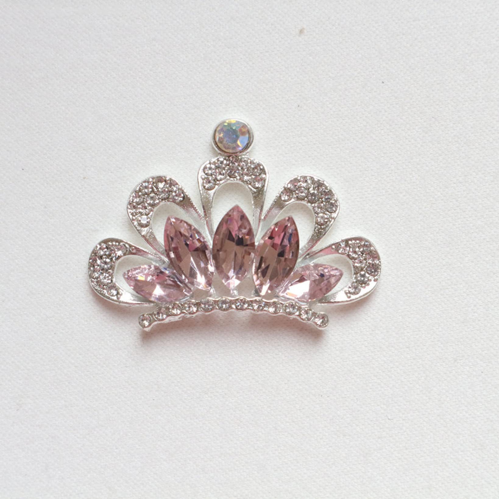 ACOGO 5Pcs Rhinestone Crown Flatback Buttons - DIY Hair Bowknot Flower Wedding Craft Supplies for Bridal Hair Accessories, Party Decorations & Gift Box Embellishments