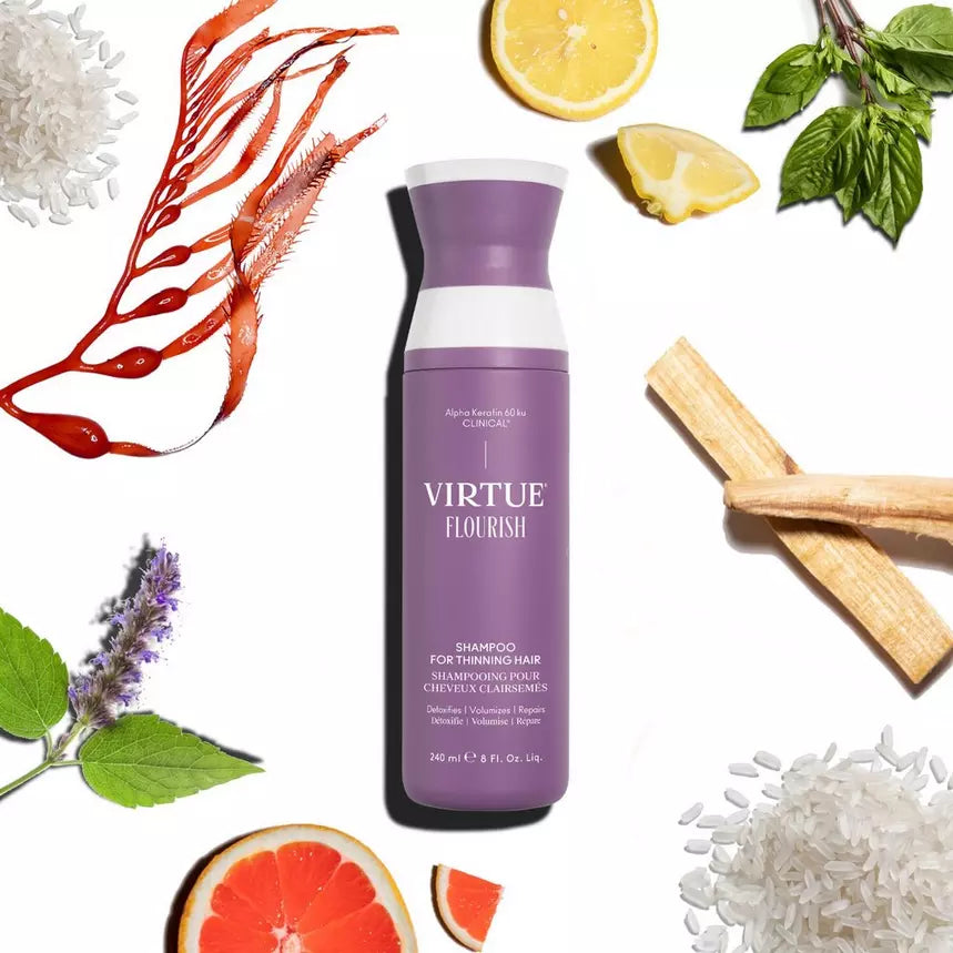 Virtue Flourish Shampoo for Thinning Hair - Volumizing & Strengthening Hair Growth Treatment - Perfect for Men & Women with Fine or Thinning Hair - Daily Use for Fuller, Healthier Looking Hair