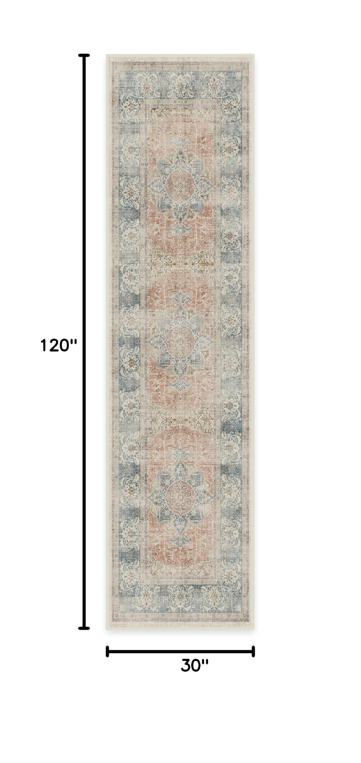 Ruggable Washable 2x10 Runner Rug - Sarrah Coral | Non-Slip Premium Hallway, Kitchen, Entryway Rug | Machine Washable Runner for Living Room, Bedroom, Office | Perfect for High Traffic Areas & Pet-Friendly Homes