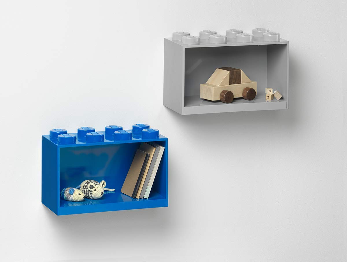 ROOM Copenhagen Lego Brick Shelf Box - Stackable & Wall-Mountable Storage Organizer for LEGO Bricks - 8 Stud Blue - Perfect for Kids' Room, Playroom & LEGO Display Organization