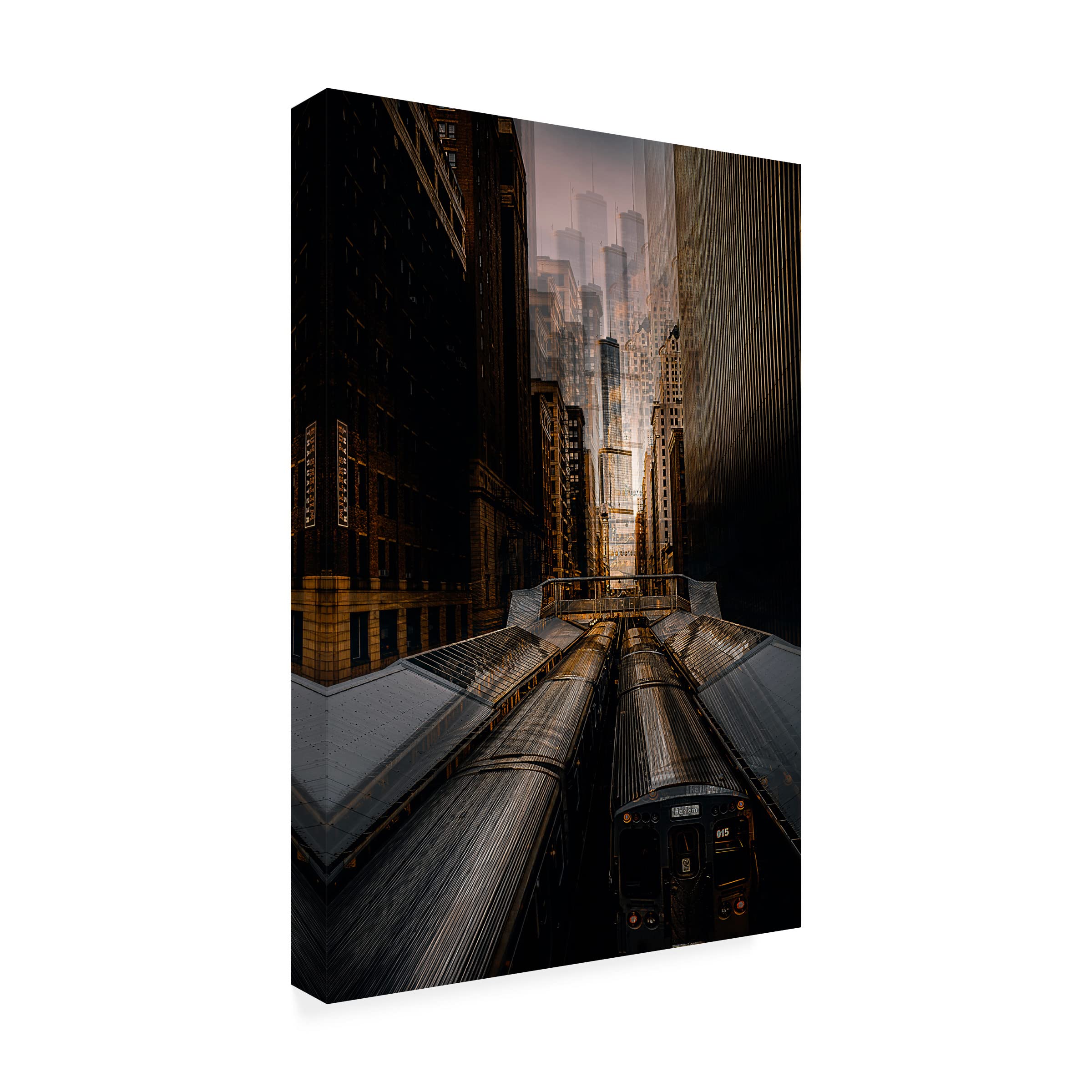 Trademark Fine Art 'Chicago Station 2' by Carmine Chiriaco - Stretched Canvas Wall Art for Living Room, Office & Home Decor | Modern Cityscape Painting