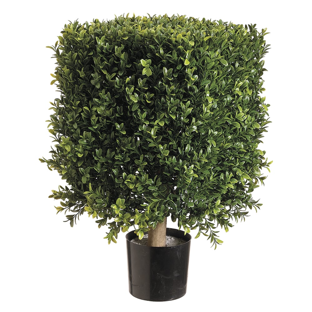 1.9 ft Boxwood Square Artificial Topiary Plants in Pot - Set of 2, Indoor Outdoor Decor for Patio, Garden, Office & Home Decor