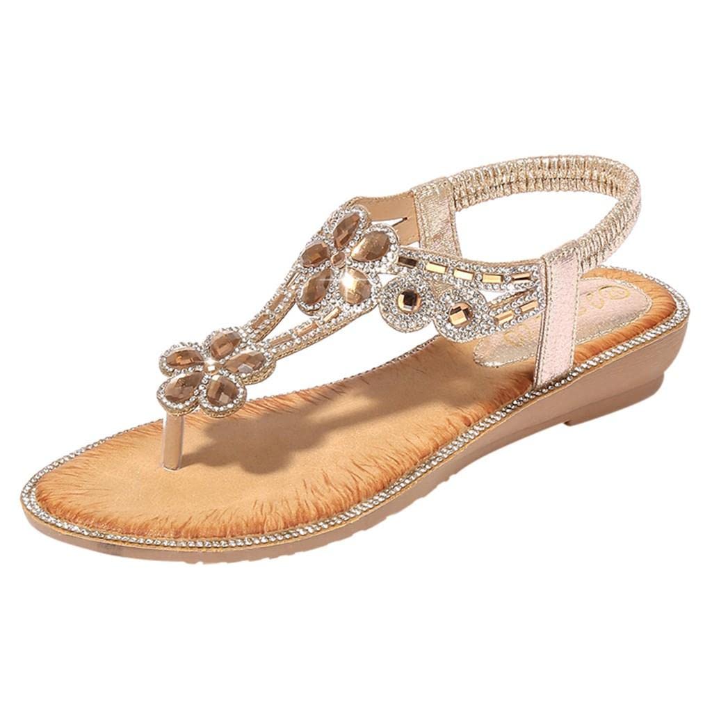 Women's Rhinestone Slide Sandals - Summer Flip Flops with Ankle Strap, Open Toe Comfort Walking Shoes for Beach, Pool, and Casual Outfits