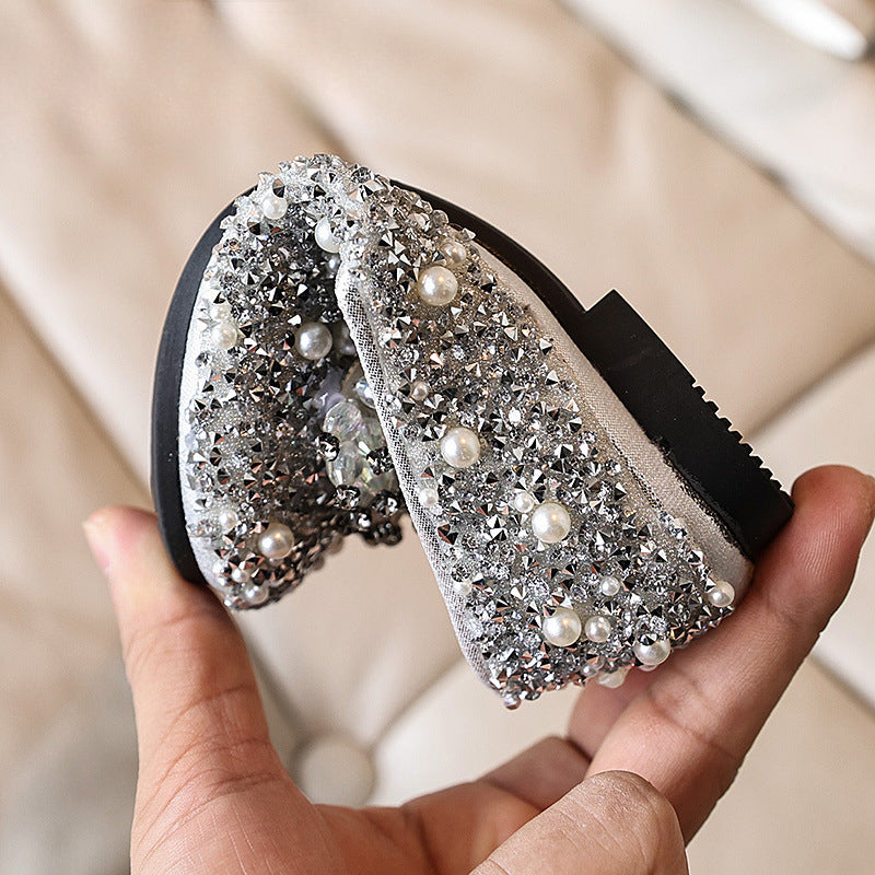 Sparkly Rhinestone Princess Shoes for Girls - Elegant Flower Design Birthday Party Shoes for Toddlers & Kids - Perfect for Weddings, Pageants, and Special Occasions