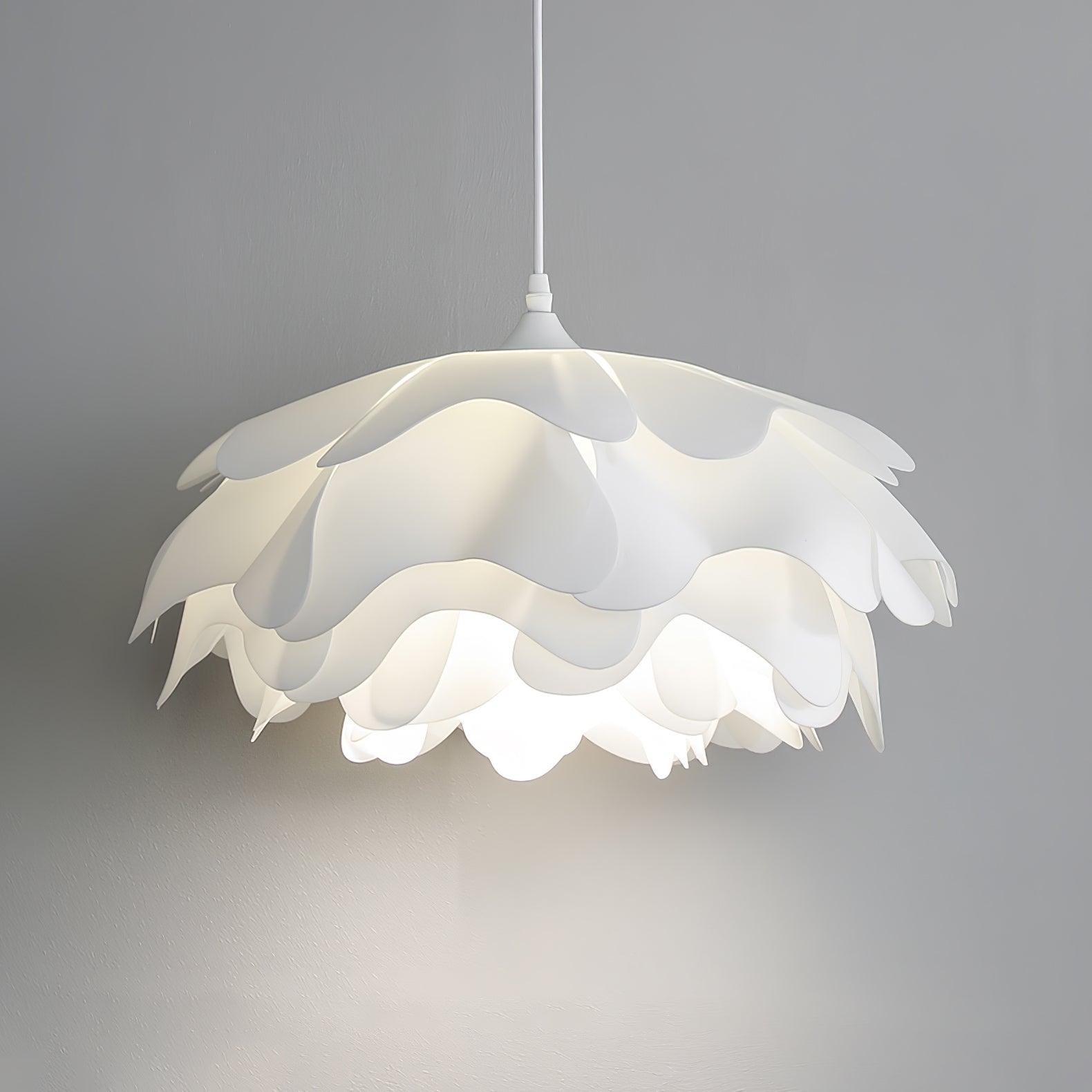 Elegant White Flower Shaped Pendant Light - Modern Floral Ceiling Lamp for Living Room, Bedroom & Dining Room Decor