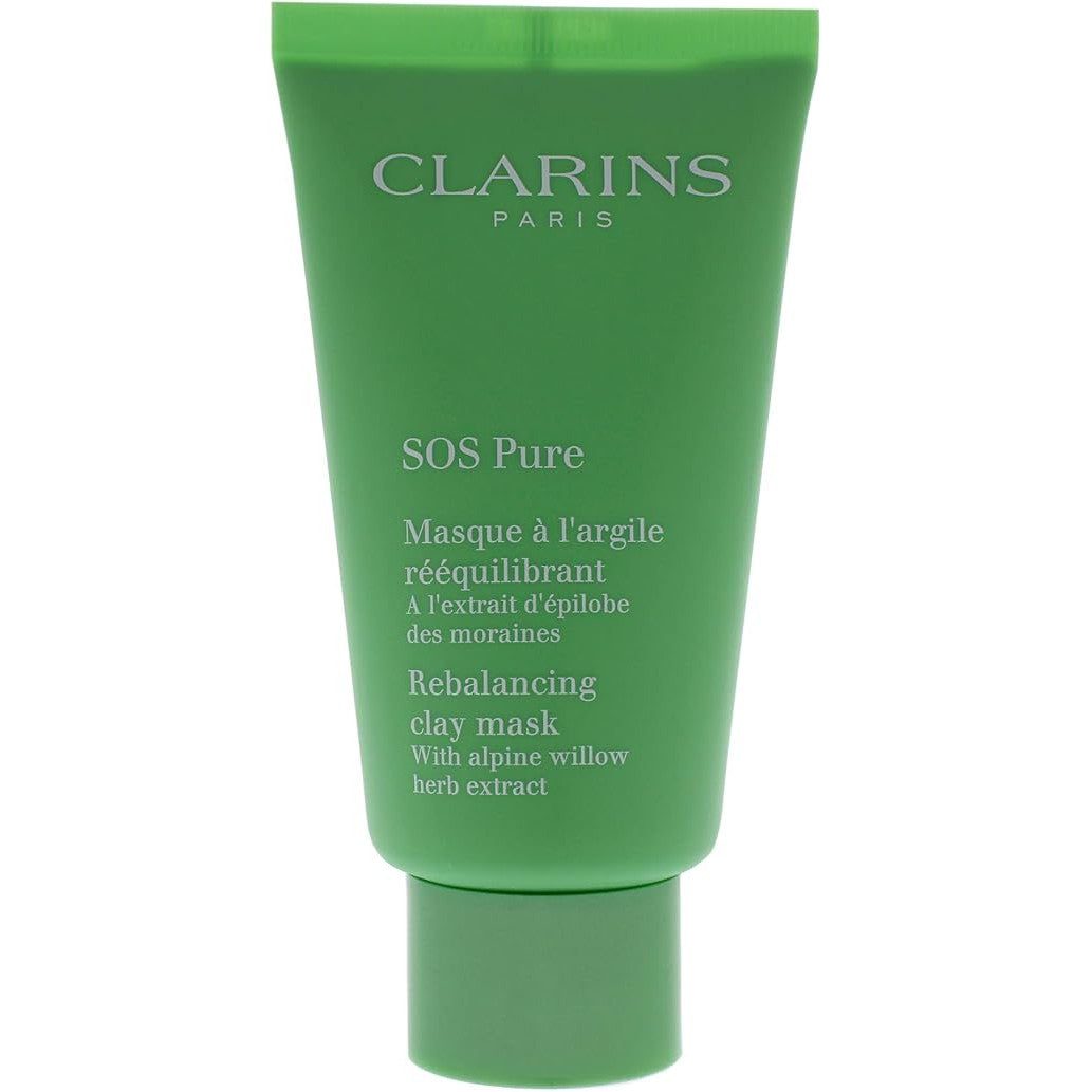 Clarins SOS Pure Rebalancing Clay Mask - 75ml Deep Cleansing Facial Treatment for Oily & Acne-Prone Skin | Detox & Purify Pores | Perfect for Weekly Skincare Routine & Spa Nights
