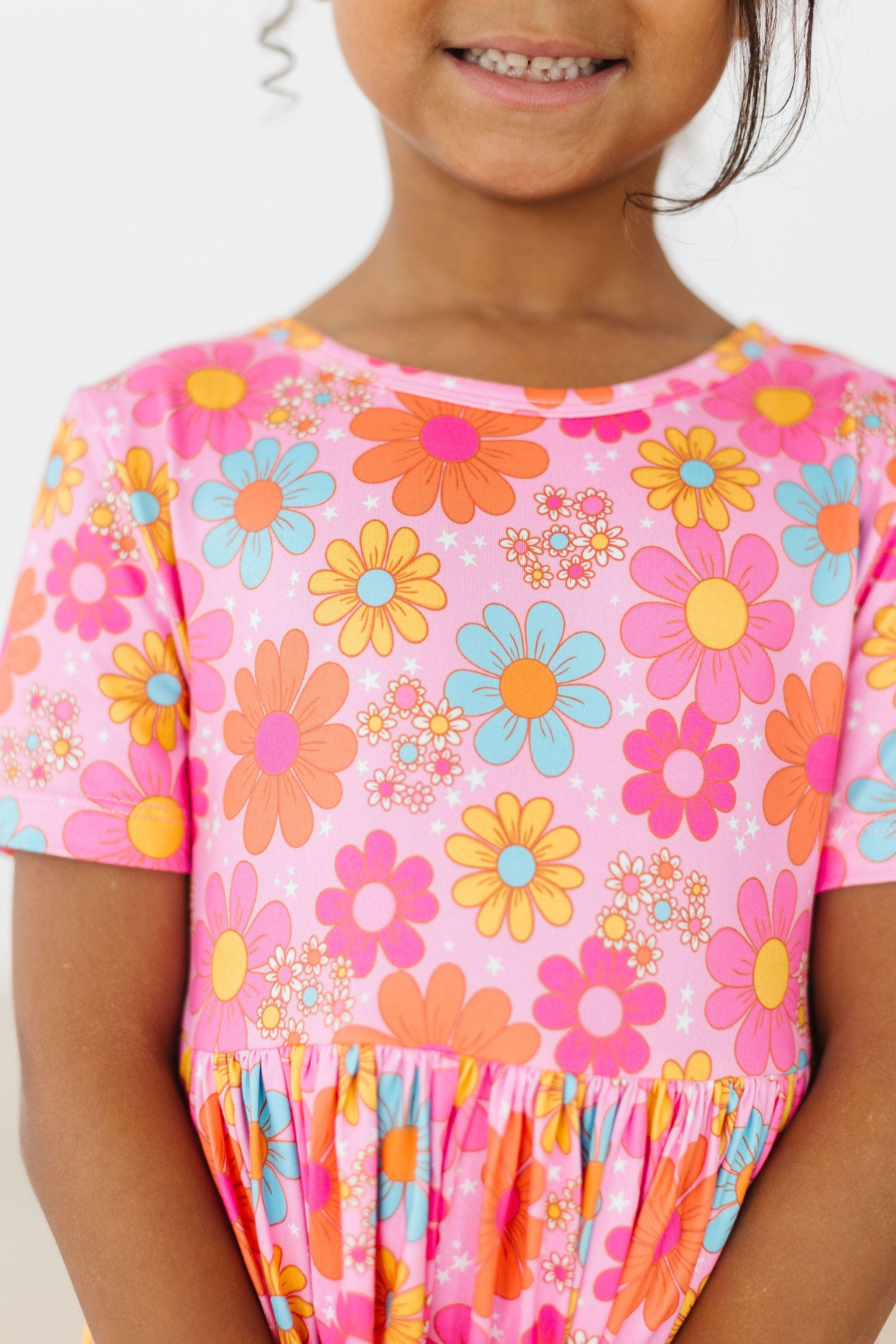 Petal Pop Short Sleeve Pocket Twirl Dress - Flowy Summer Dress for Women, Perfect for Beach, Parties & Casual Outings
