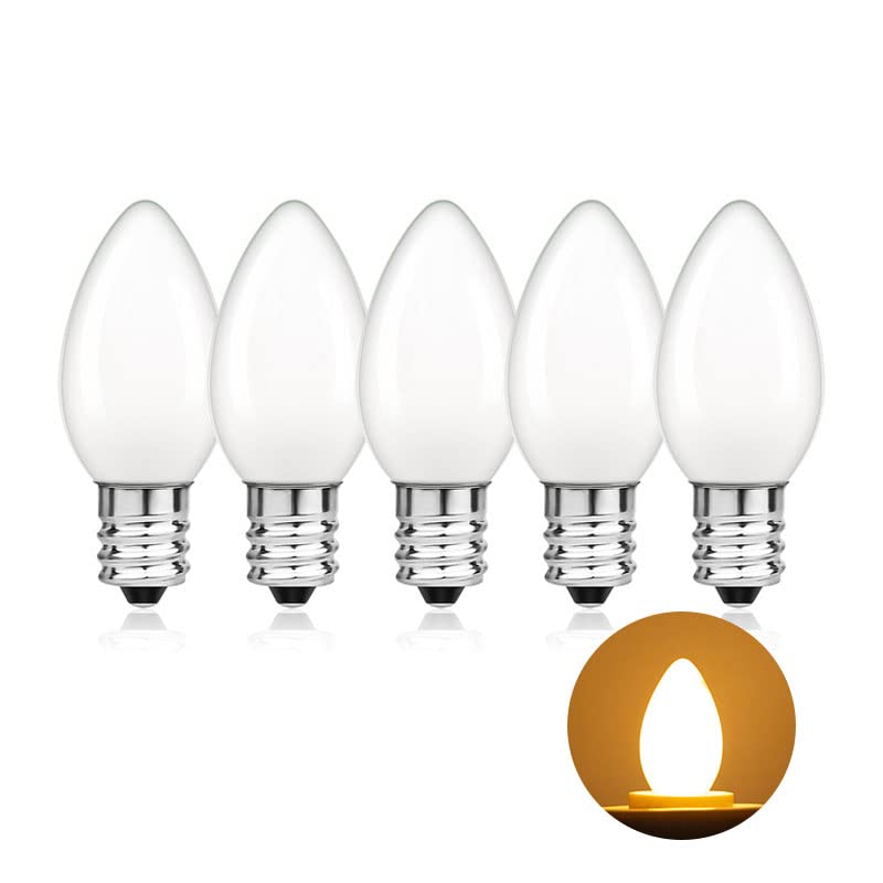 0.5W Low Watt LED Light Bulbs - Warm White 2700K C7 Candelabra Bulbs (E12 Base) Equivalent to 5W Incandescent - Perfect for Wall Lamps, Chandeliers & Night Lights - Energy Saving Dimmable Bulbs for Bedroom, Hallway & Nursery Lighting