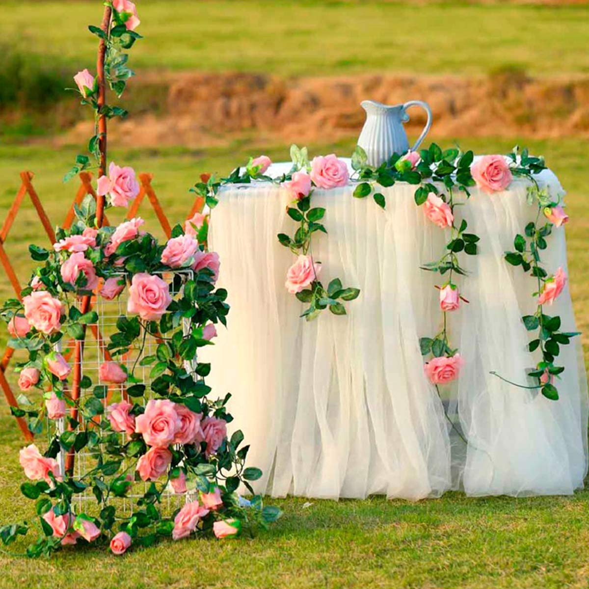 BESPORTBLE Artificial Rose Vine - 1pc Realistic Fake Rose Rattan Decor for Home, Wedding, Party & Garden Floral Arrangements | Water-Resistant Faux Flowers