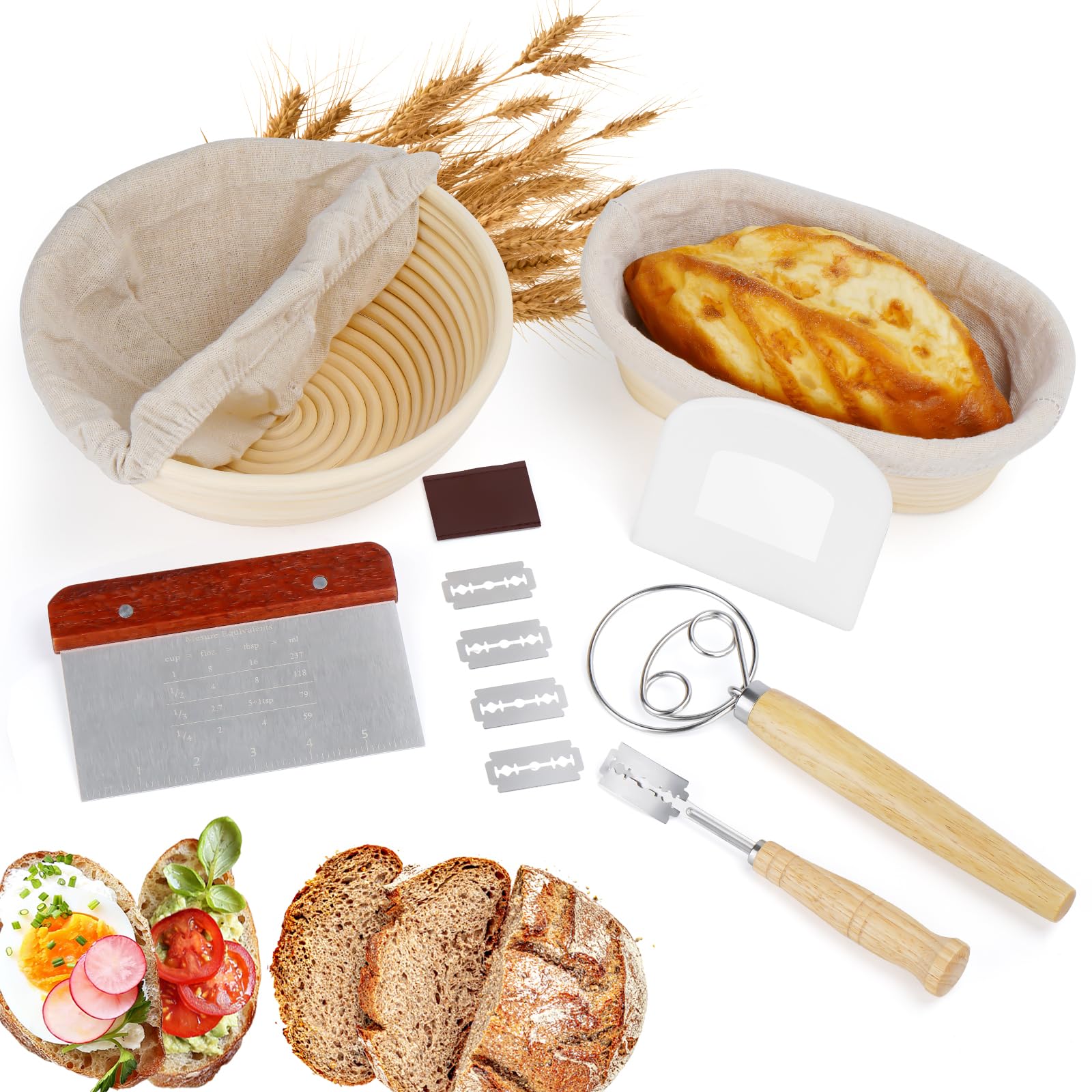 Premium Banneton Bread Proofing Baskets Set - 9