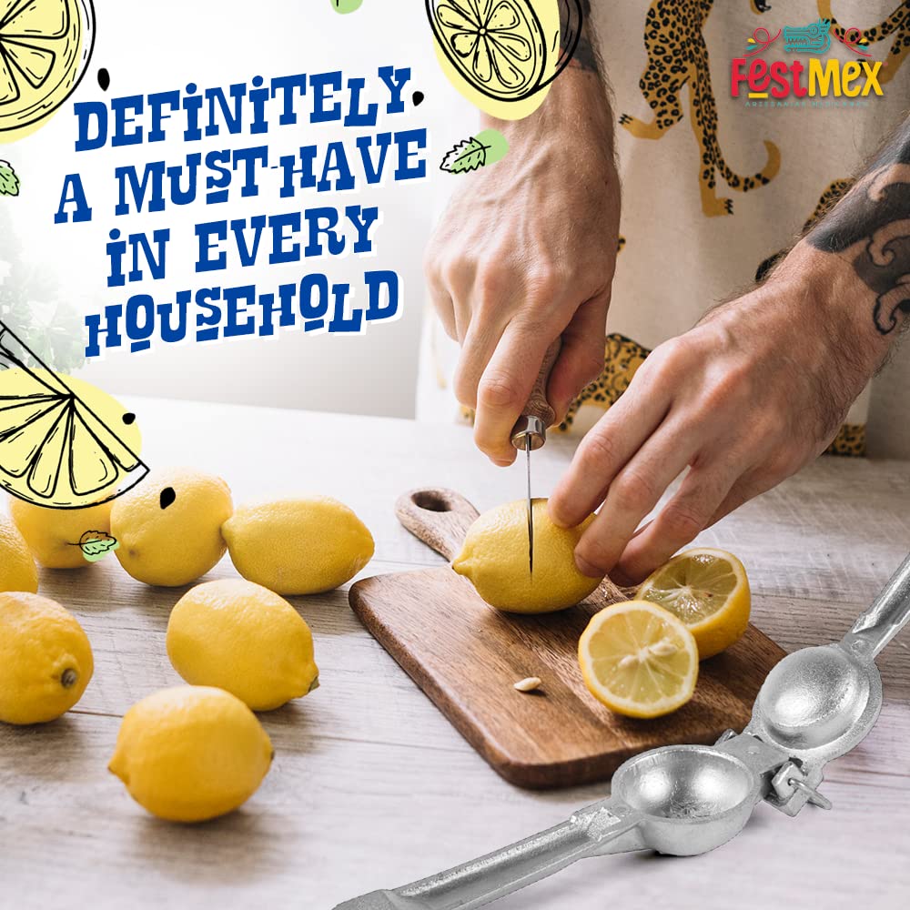 Premium Cast Aluminum Lemon Lime Squeezer - Heavy Duty Manual Citrus Press for Lemon, Lime & Oranges - Commercial Grade Juicer (2.4