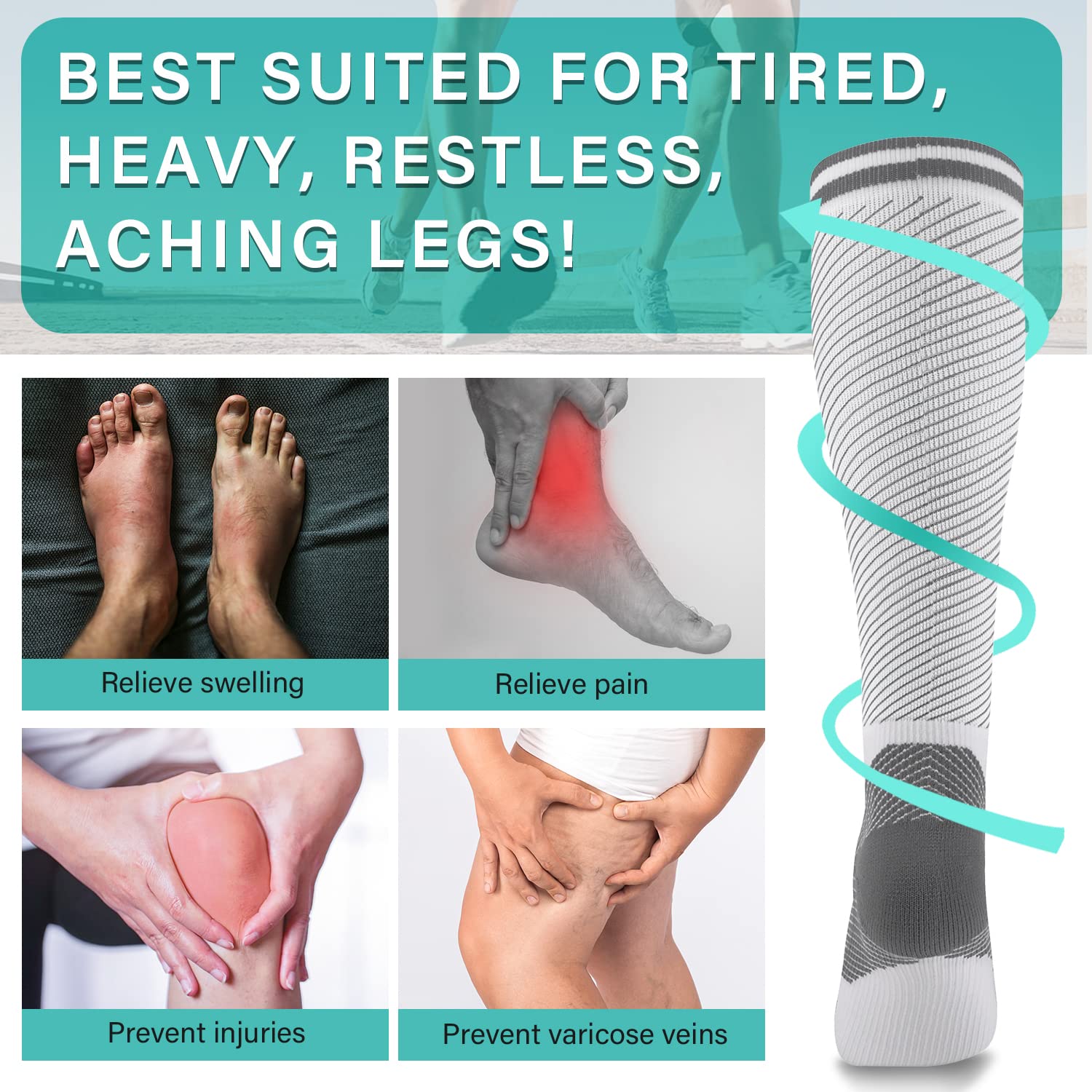 **Best Compression Socks for Men & Women – Knee High Support Socks for Improved Circulation, Running, Hiking & Soccer – Perfect for Athletes & Travel**