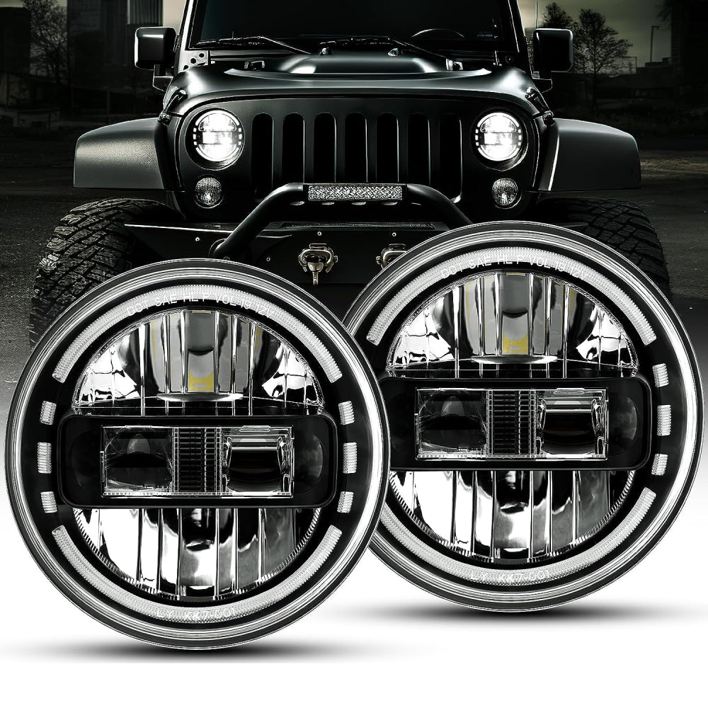 LOYO 7 Inch LED Headlights for Off-Road Trucks & Jeeps - King Kong Series (RHD) - Perfect for Night Driving, Off-Roading & Adventure Vehicles