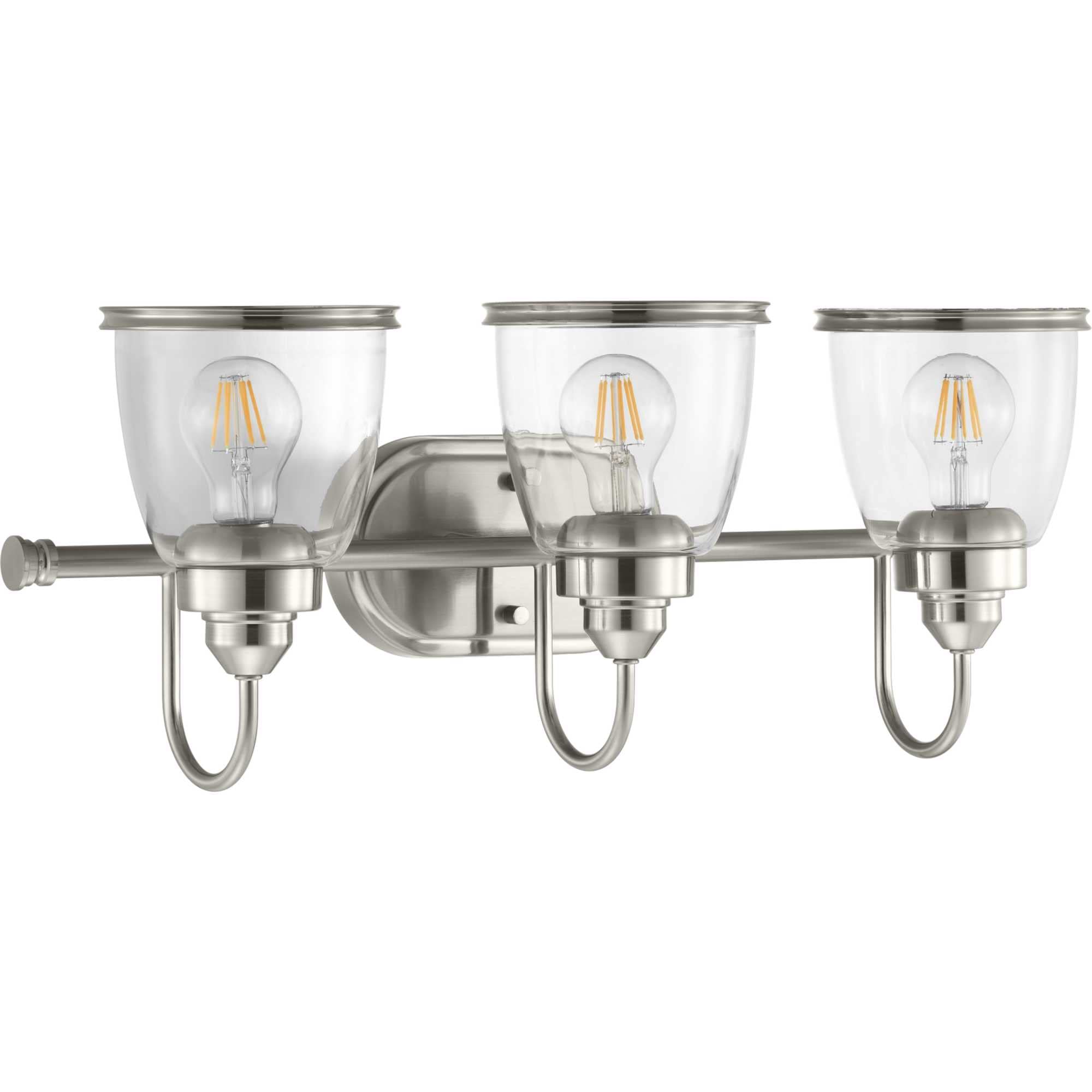 Progress Lighting Saluda Collection 3-Light Clear Glass Coastal Bath Vanity Light in Antique Bronze - Perfect for Beach House Bathrooms, Coastal Decor & Nautical Themed Homes