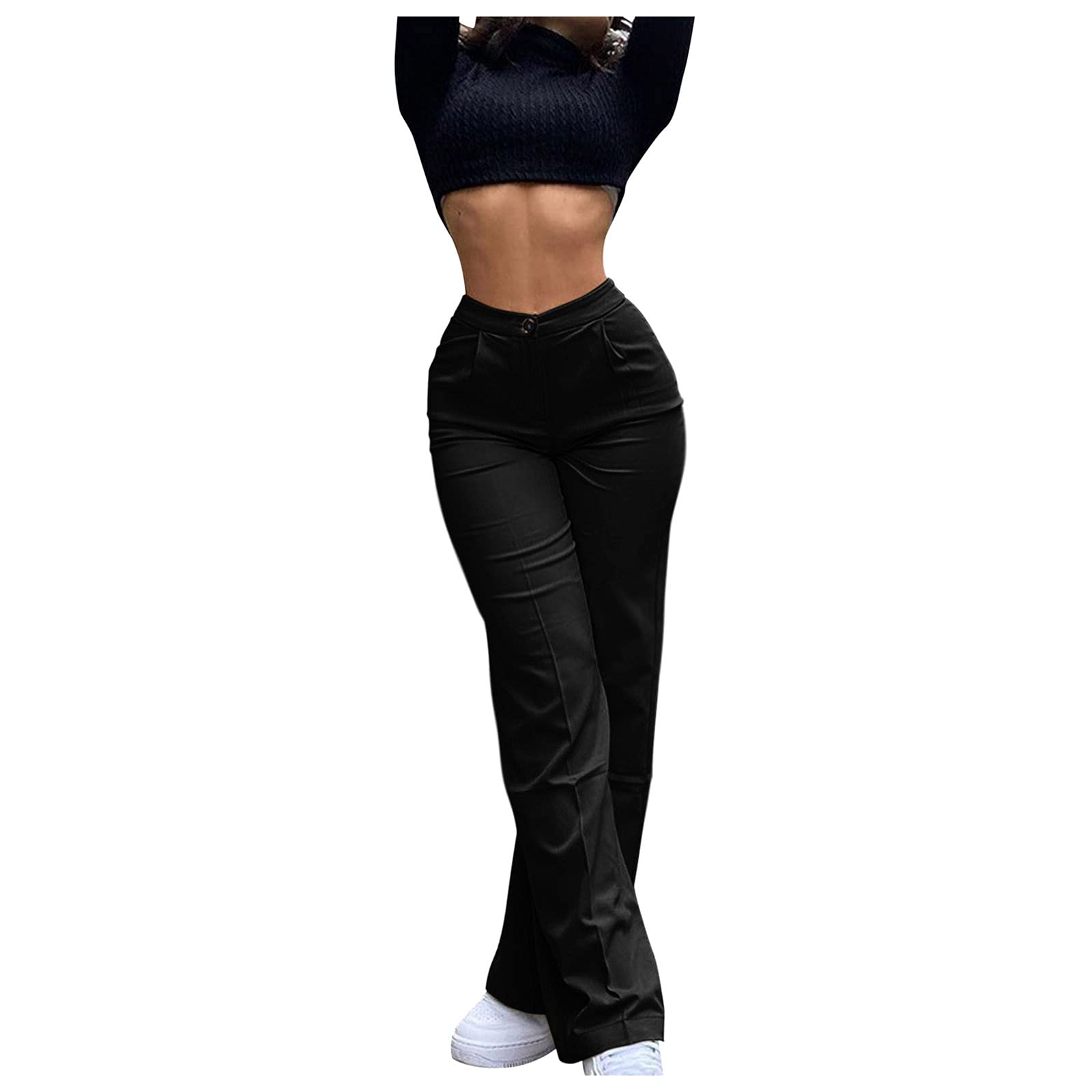 Women's Business Casual Straight Leg Pants - Stretch Cotton Office Work Pants in Solid Colors for Professional & Casual Wear | Perfect for Office, Meetings & Everyday Comfort