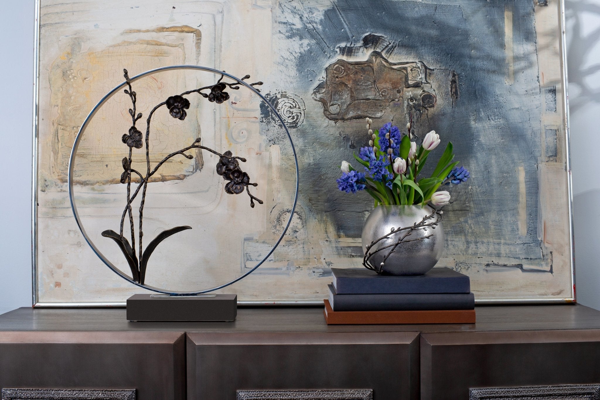 Black Orchid 22 Moon Gate Sculpture - Elegant Asian-Inspired Garden Decor for Outdoor Zen Spaces & Home Entranceways