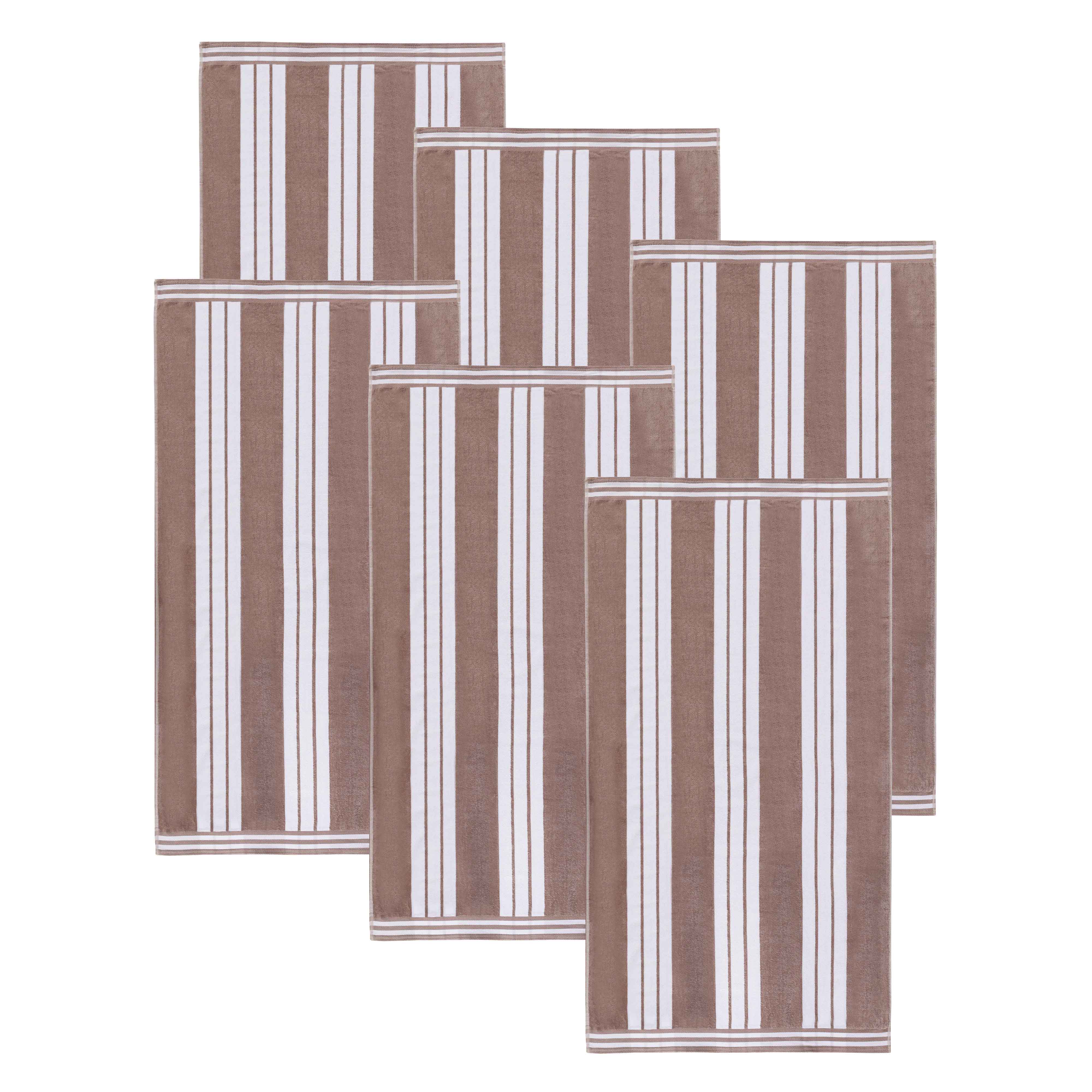 Premium Oversized Cabana Striped Cotton Beach Towel Set - 2, 4, or 6 Pack - Soft Quick-Dry Bath Towels for Pool, Beach, Vacation & Spa Days