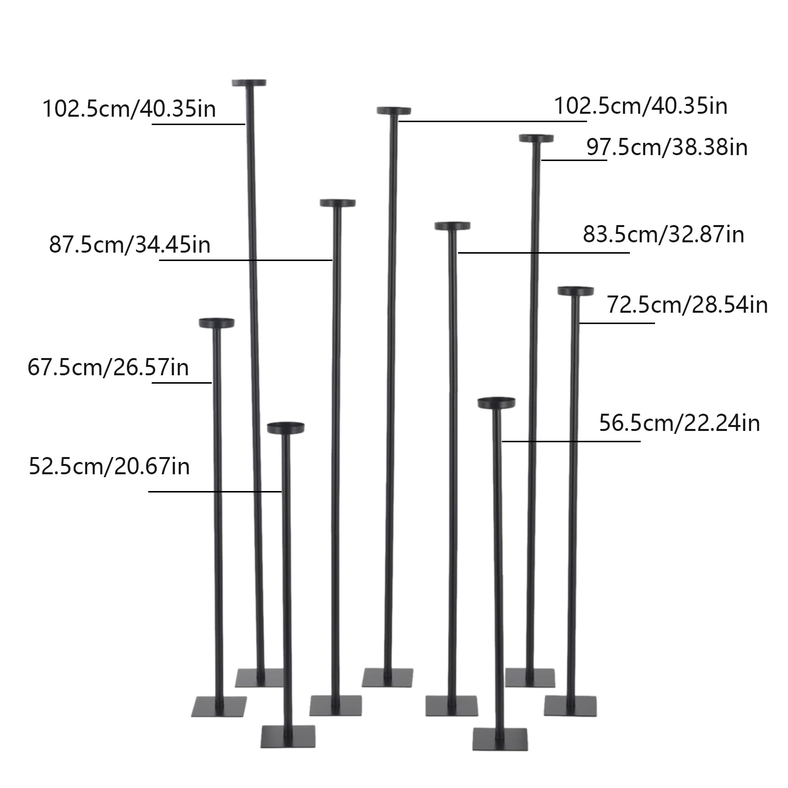 9-Piece Black Metal Rose Candle Holder Set - Elegant Wedding Centerpiece with Flower Vase Stand for Table Decor, Party & Event Decoration | Perfect for Wedding Receptions, Anniversary Celebrations, and Romantic Dinner Settings