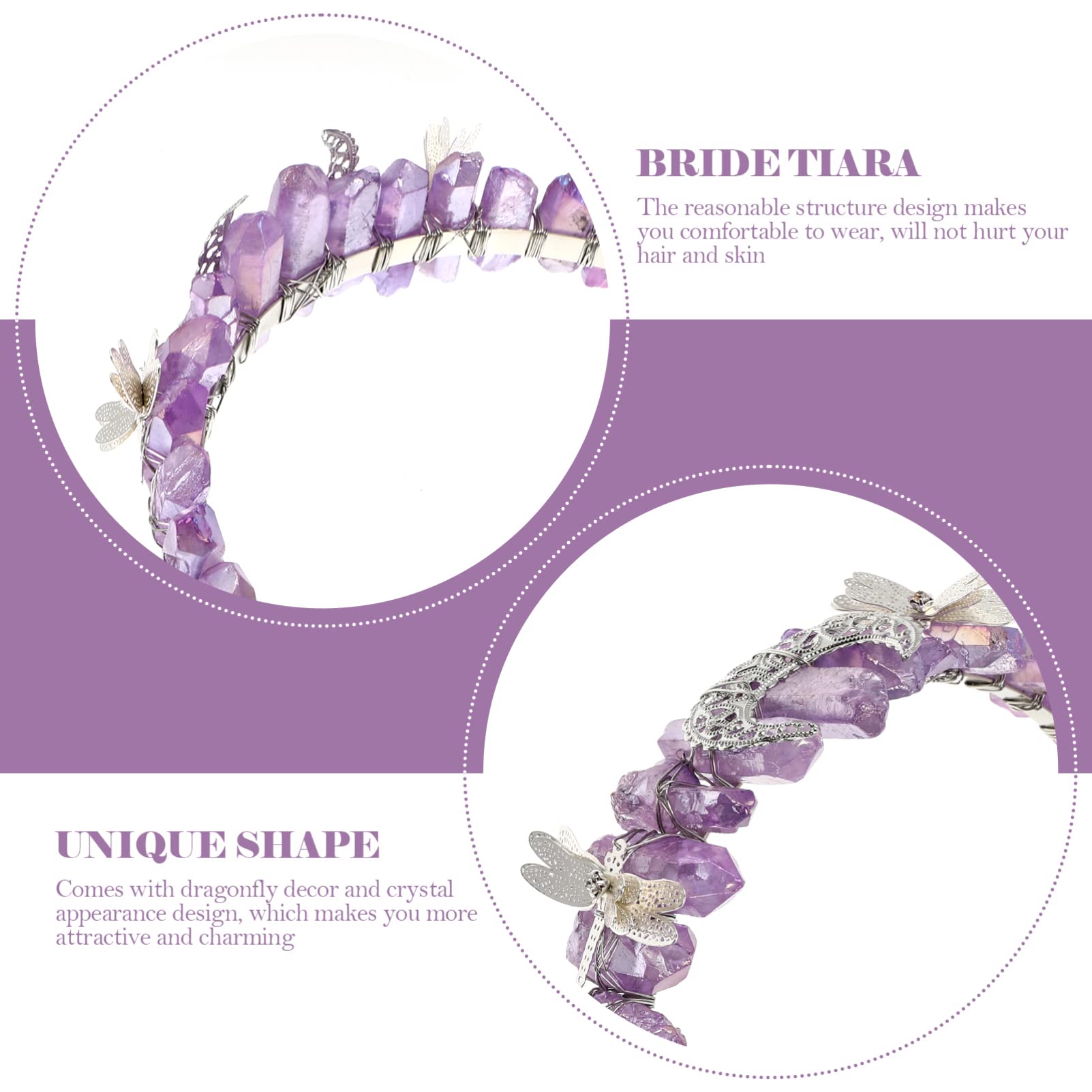 FRCOLOR Handmade Moon Mermaid Bridal Headband for Women - Wedding Tiara with Natural Stones & Crystals - Kids Hair Accessories for Prom, Pageant & Special Occasions