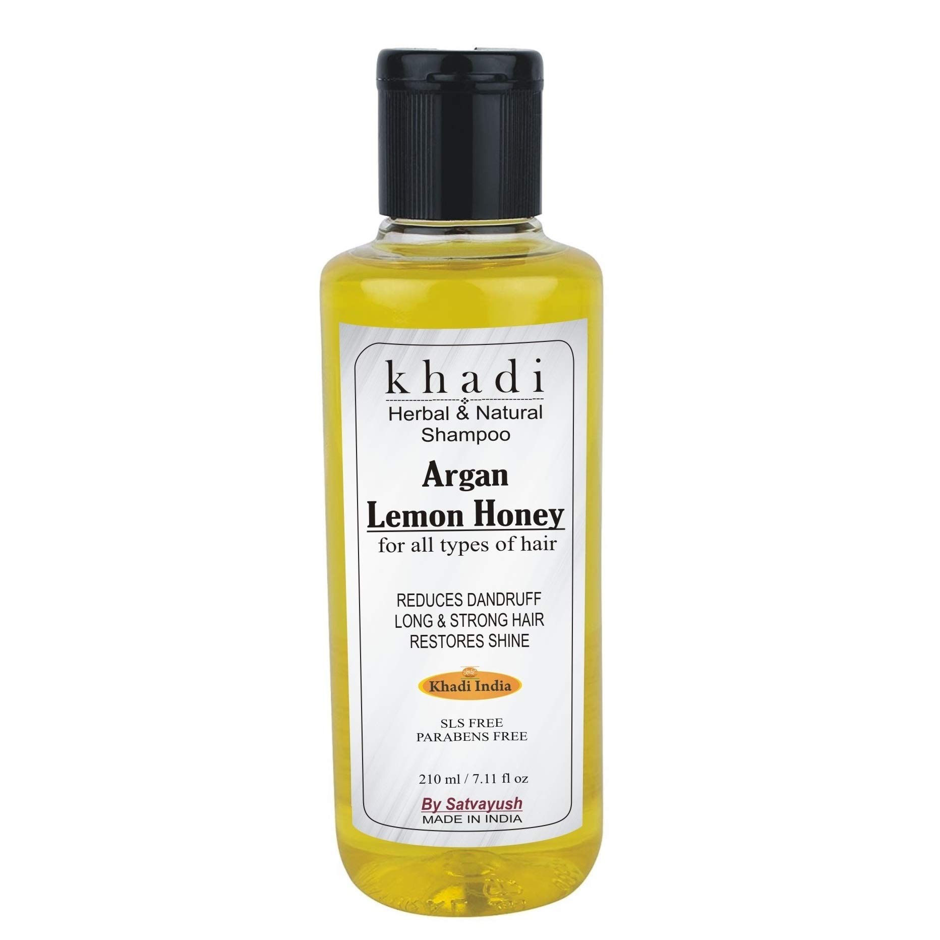 Satvayush Khadi Argan with Honey & Lemon Shampoo 210ml - Anti Dandruff Treatment for Scalp, Restores Hair Shine & Softness | Ideal for Dry, Itchy Scalp & Damaged Hair Care Routine