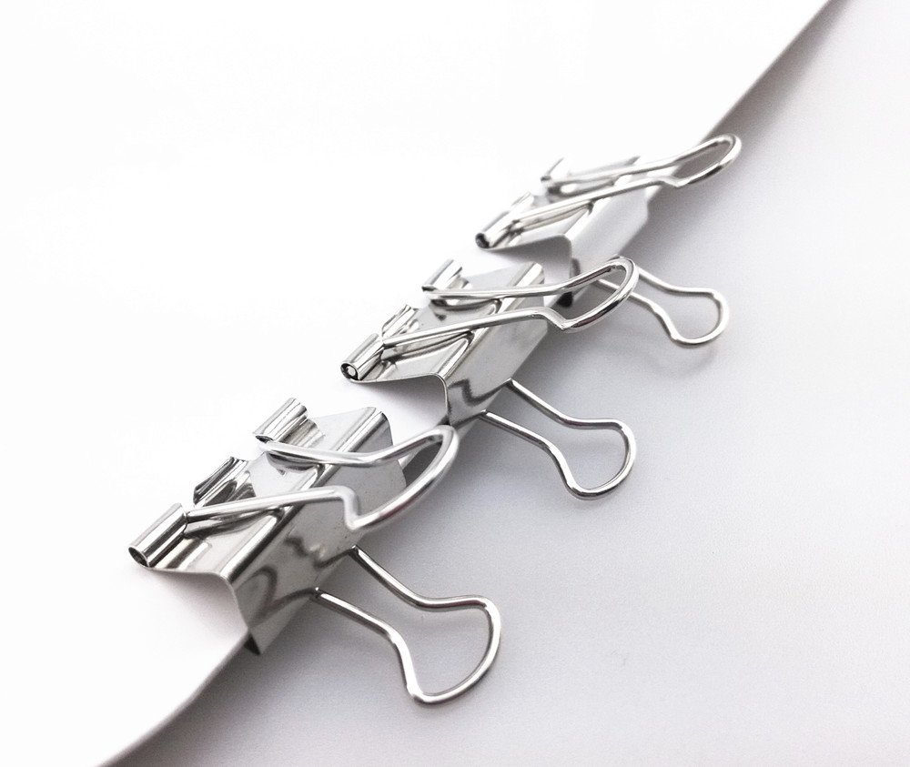 Yueton 48pcs Silver Metal Binder Clips - Heavy Duty Office Paper Clips for Organizing Documents, Files, and Folders - Perfect for Home, Office, and School Use