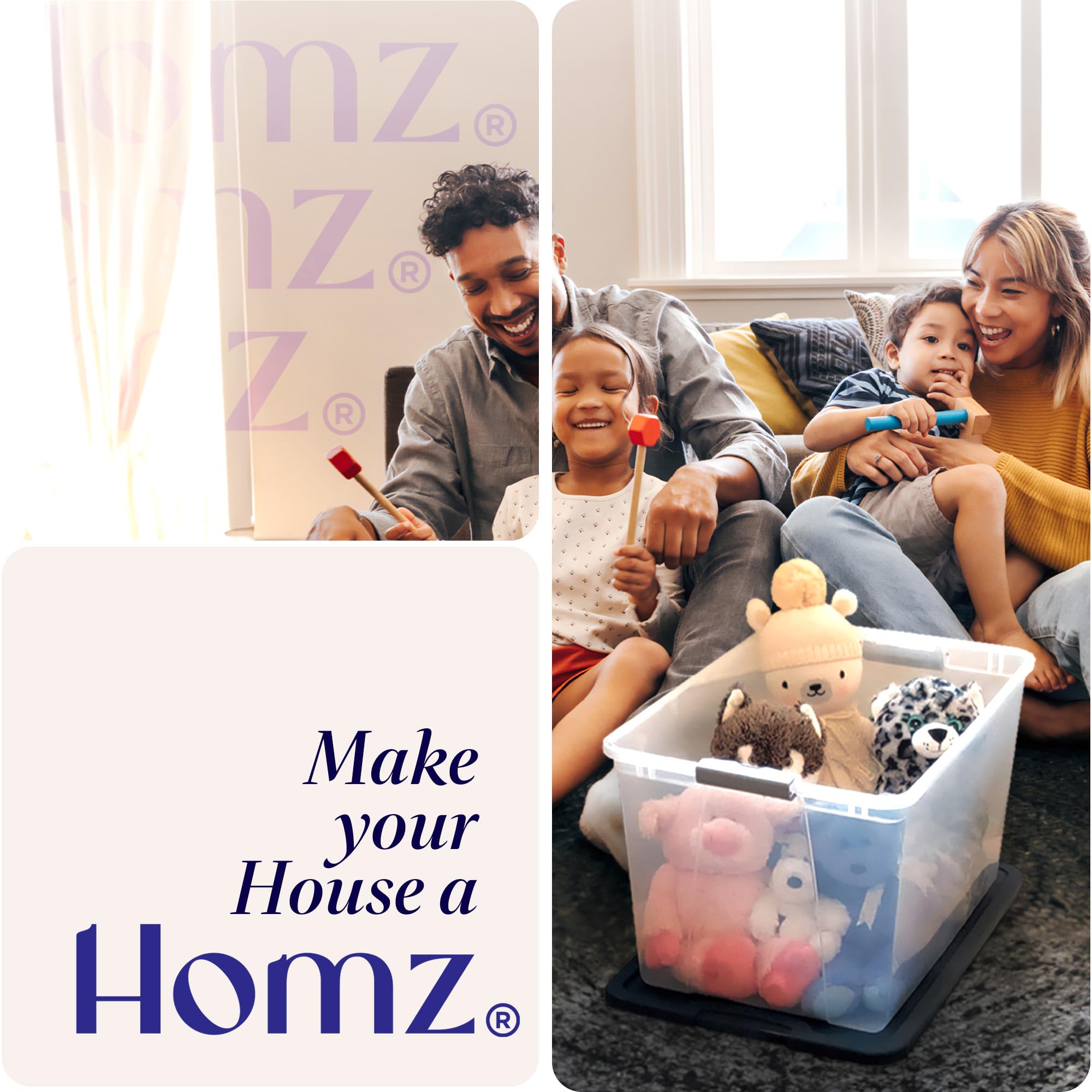 HOMZ 12-Pack Clear Plastic Storage Bins with Lids - 15.5 Quart Organizing Containers with Blue Latches | Perfect for Pantry, Closet, Garage & Toy Organization