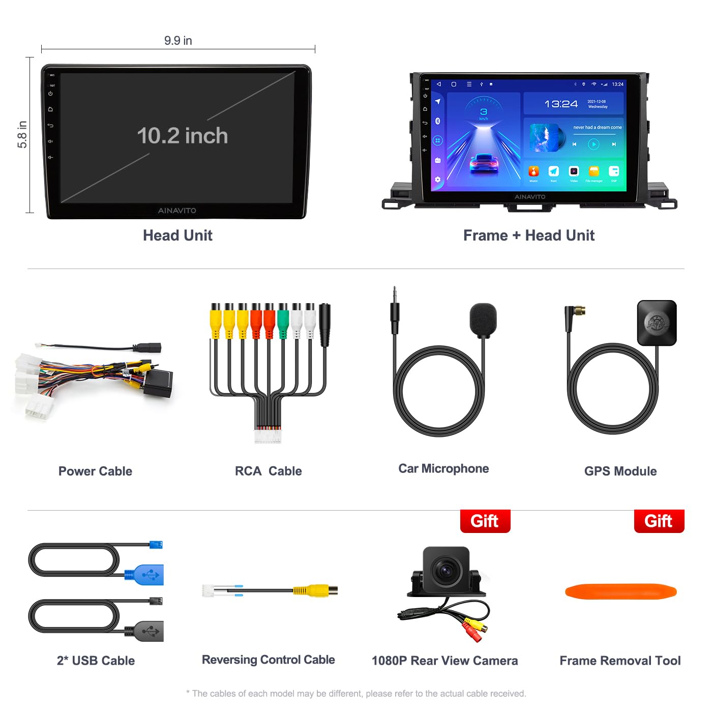 2015-2019 Toyota Highlander Car Stereo with Wireless Apple CarPlay & Android Auto - Plug & Play, Steering Wheel Control, 5G WiFi, Bluetooth 5.0, GPS Navigation - Perfect for Road Trips & Daily Commutes