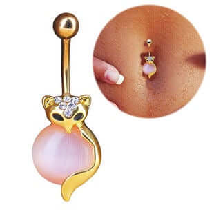 Stylish Fox Belly Button Rings - 316L Surgical Steel Navel Piercing Jewelry for Women | Perfect for Parties, Beach Outings & Everyday Wear