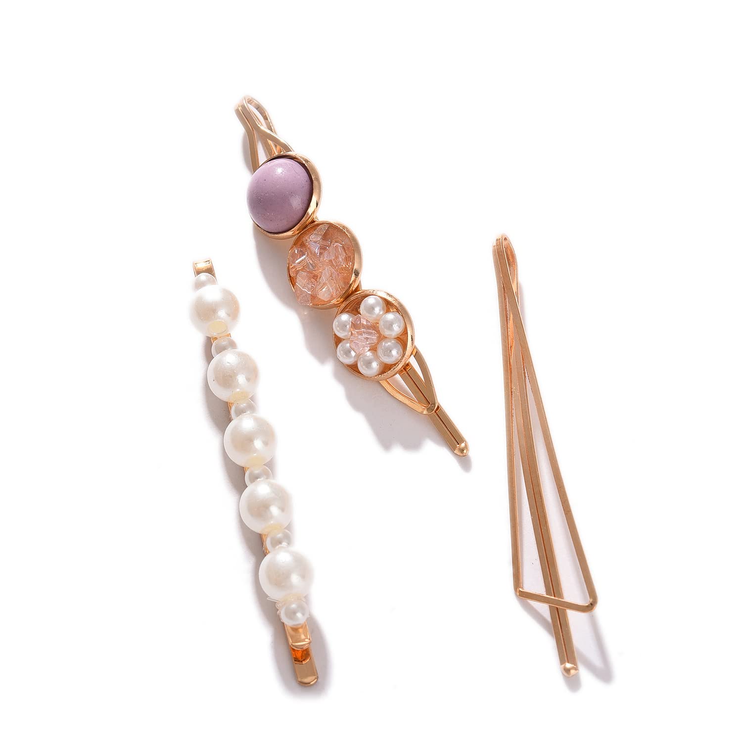 Sohi 3-Pack Gold Plated Pearl Hair Pins - Elegant Hair Accessories for Weddings, Parties & Everyday Wear