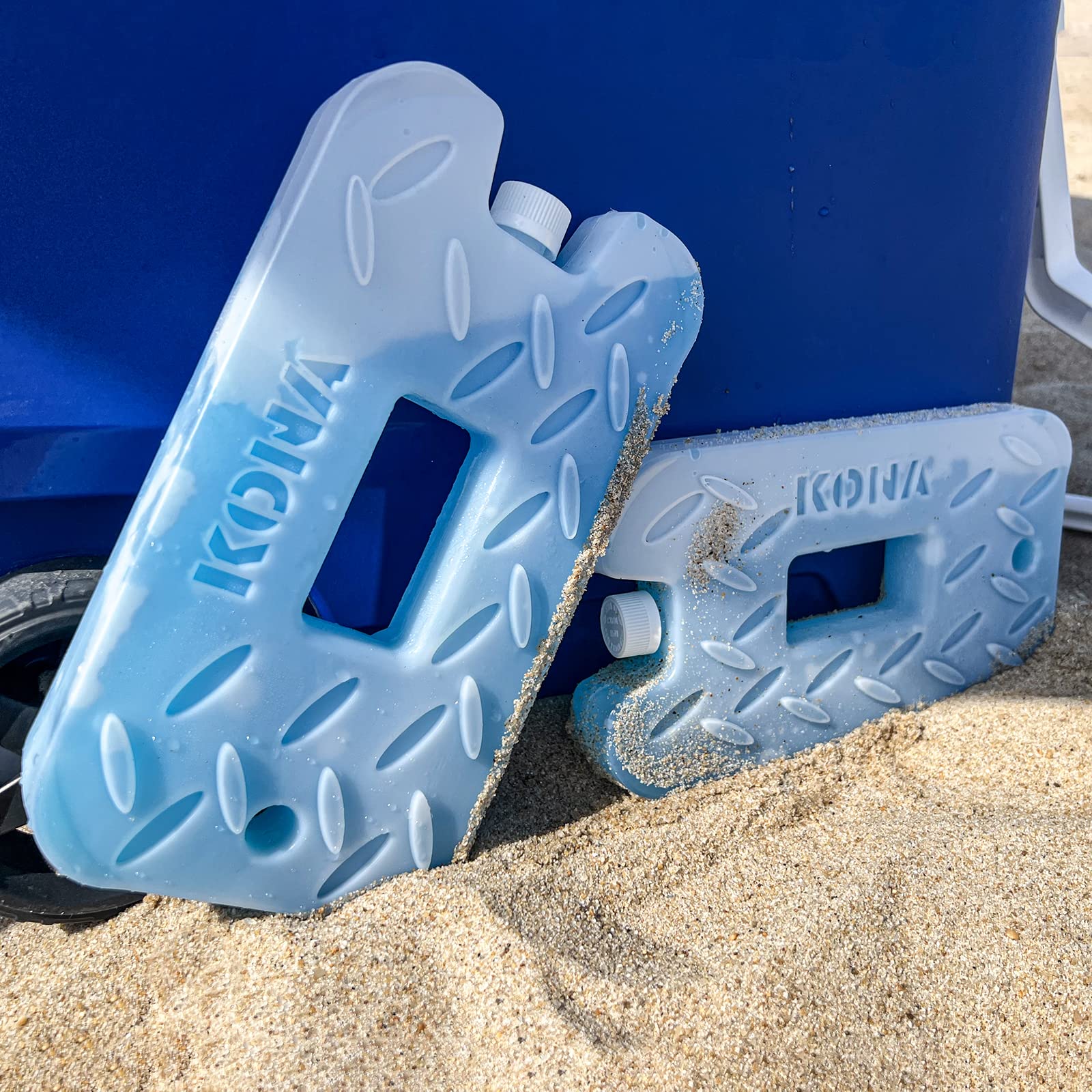 Kona Blue Ice 2 Pound Reusable Ice Packs for Coolers - Long Lasting Refreezable Gel Packs (2-Pack) - Perfect for Camping, Picnics, and Food Delivery