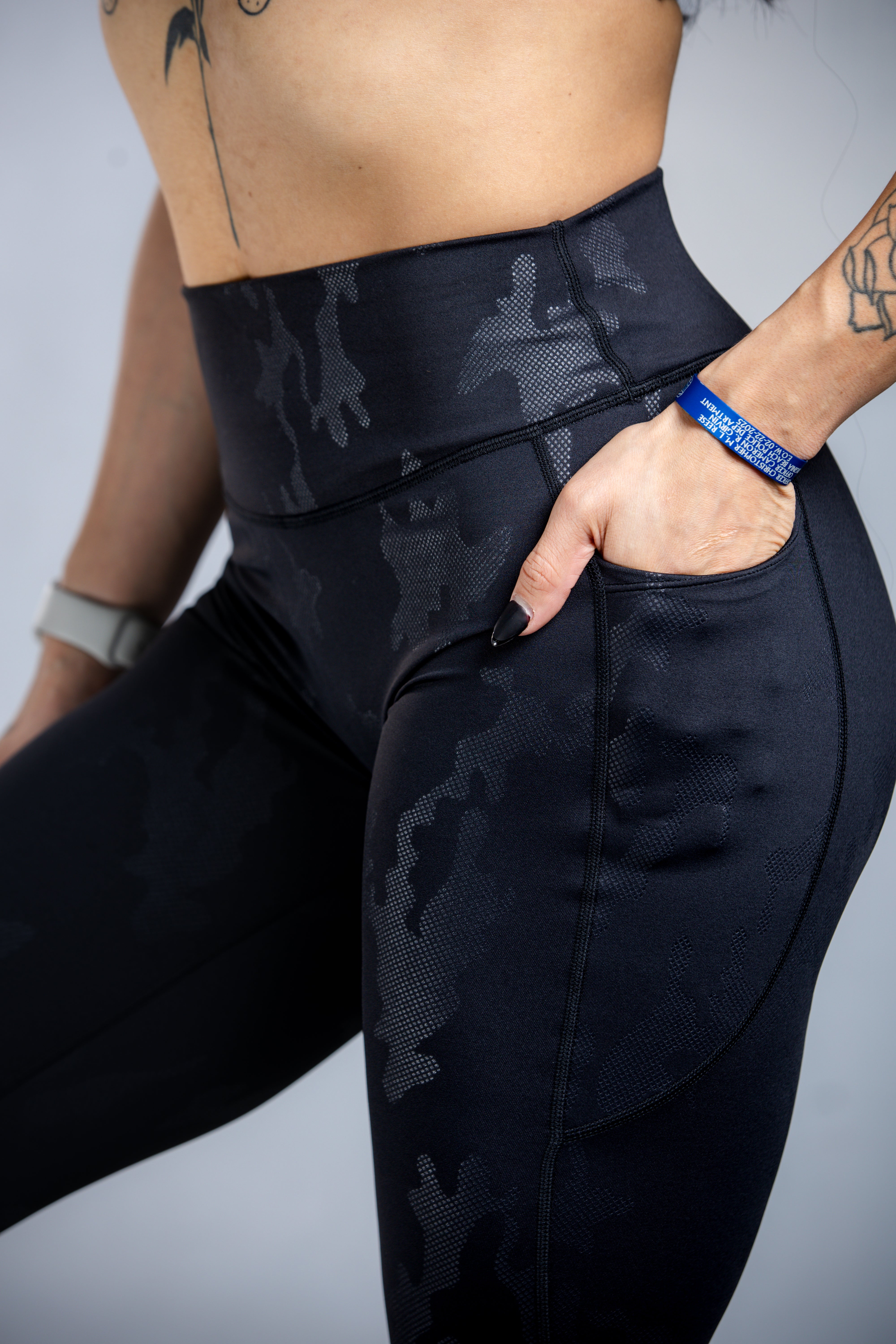 Empowered High-Waist Yoga Leggings with Pockets - Black Camo Print | Women's Workout Tights for Gym, Running & Lounge Wear
