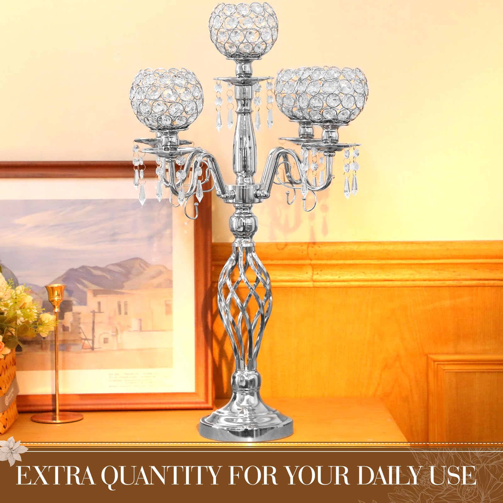 5-Arm Crystal Candelabra Centerpiece - 27