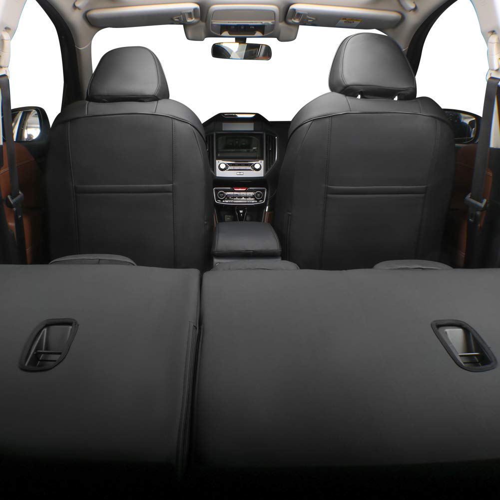 Premium Leather Seat Covers Full Set for Subaru Forester 2014-2018 - Custom Fit Front & Back Car Seat Protectors (Black) | Durable Car Accessories for Comfort & Style | Perfect for Road Trips, Daily Commutes & Family Adventures