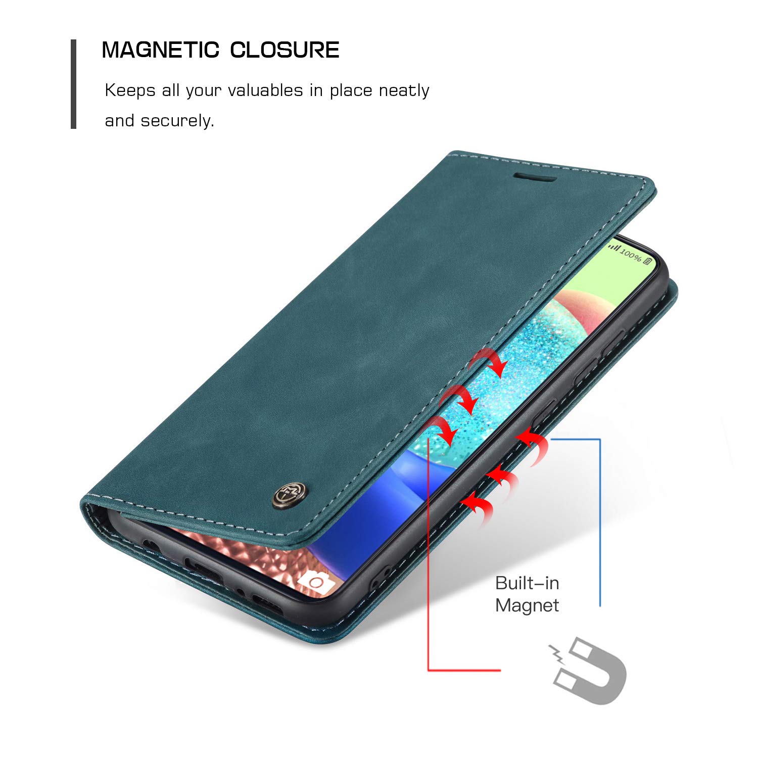 Samsung Galaxy A71 5G Leather Wallet Case with Card Holder & Kickstand - Magnetic Flip Cover for 6.7 Inch A71 5G (Blue) | Perfect for Work, Travel & Daily Protection