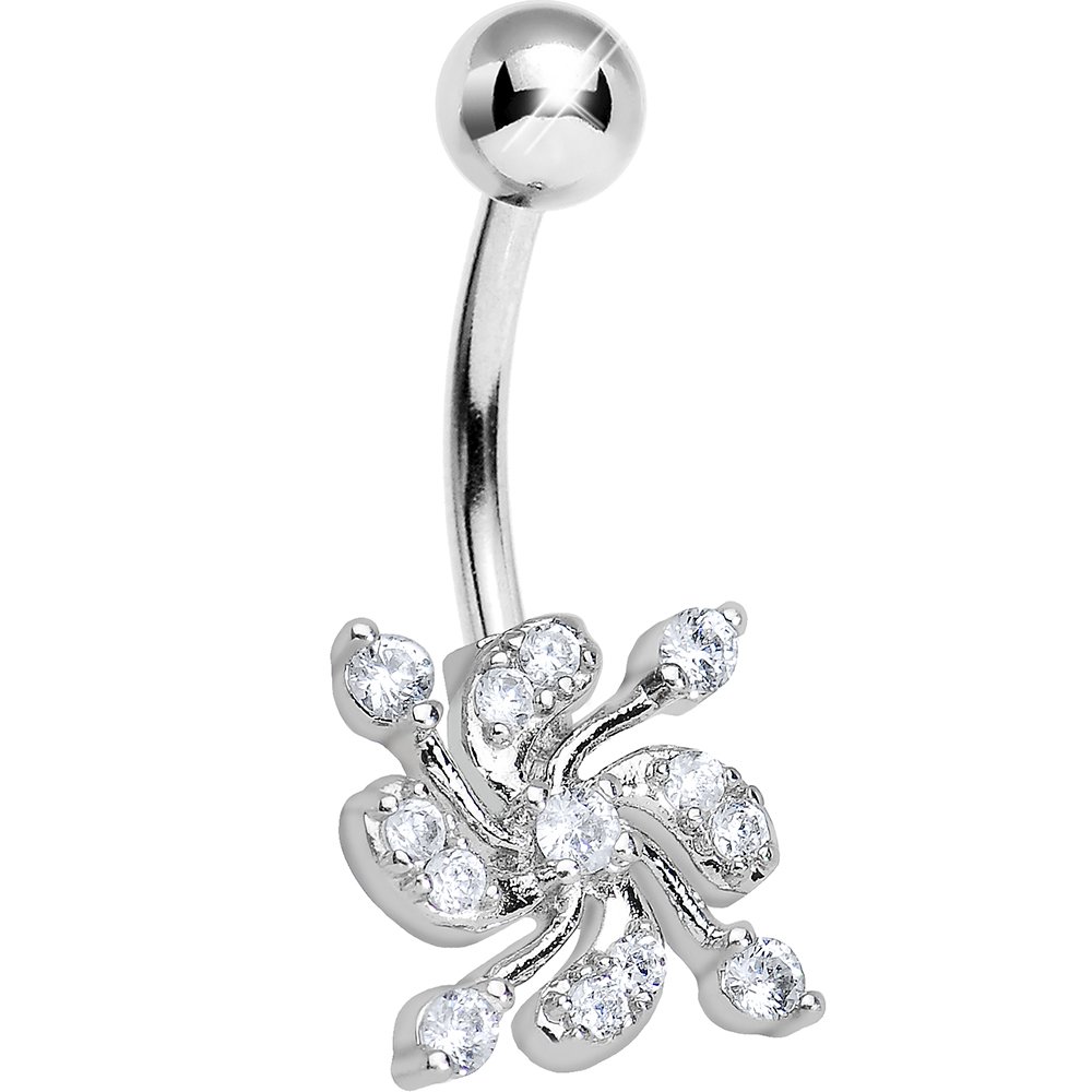 Body Candy Women's Clear Twisted Flower Belly Button Ring - Stylish Navel Piercing Jewelry for Everyday Wear & Special Occasions