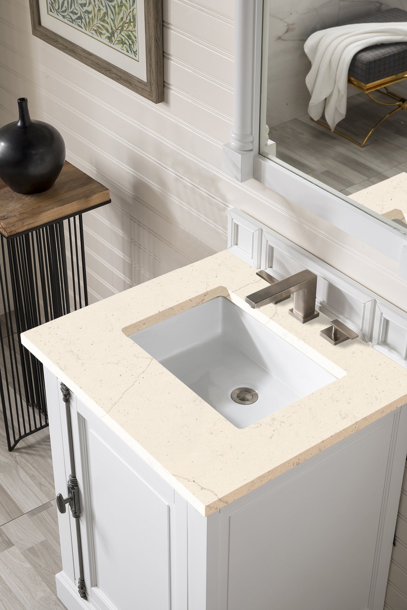 Providence 26 Inch Single Bathroom Vanity Set with 3CM Eternal Marfil Quartz Countertop - Bright White Finish for Modern Bathroom Remodel (Perfect for Small Spaces & Powder Rooms)