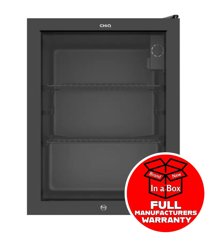 CHiQ CBC064BG 64L Black Beverage Cooler & Wine Fridge - Perfect for Home Bar, Kitchen, Office, and Party Drinks Storage