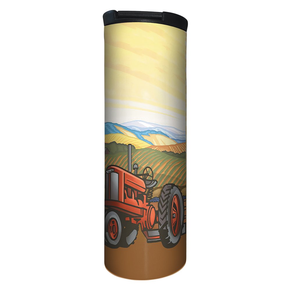 Tree-Free Greetings Barista Tumbler - 17oz Vacuum Insulated Stainless Steel Travel Coffee Mug, Double Wall Thermal Cup for Hot & Cold Drinks - Perfect for Office, Commuting & Outdoor Adventures (Tractor Design)