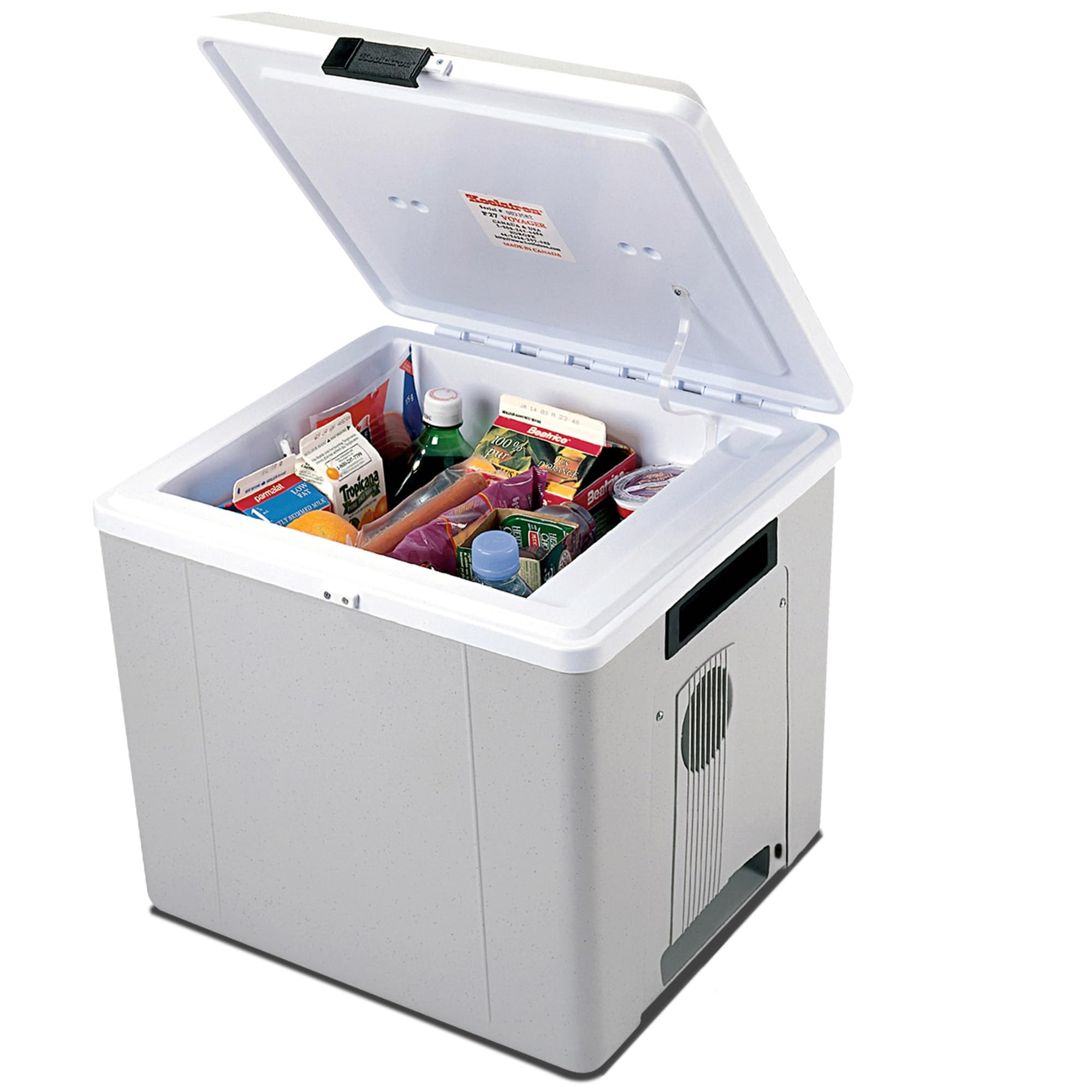 Koolatron 29 Quart (27L) Electric Portable Cooler & Warmer - 12V DC Car Fridge for Camping, Travel, Road Trips & Trucking - No Ice Needed - Thermo Electric Cooling - Compact Gray/White Design - Perfect for Picnics, Beach Outings & Outdoor Adventures
