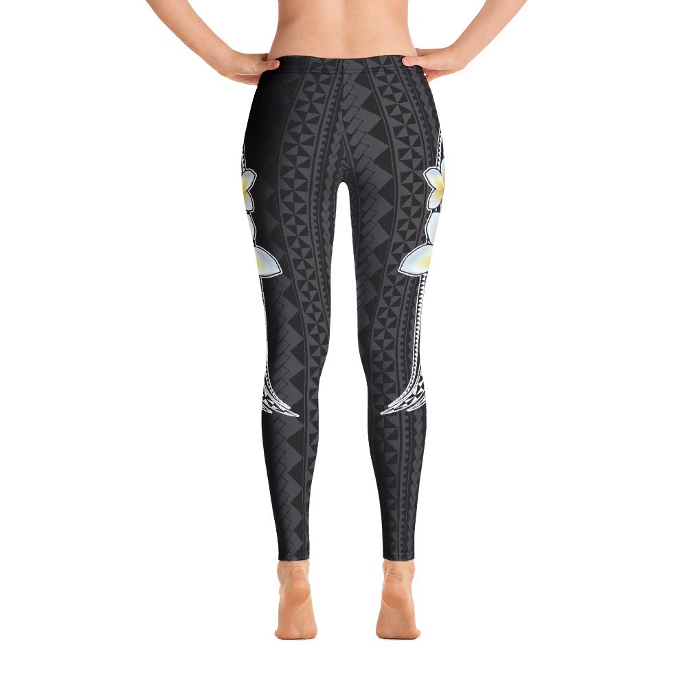 Atikapu Matala'i Kalosipani Leggings - Premium Polynesian Flower Print Yoga Pants for Women | Perfect for Yoga, Workouts & Island Vacations