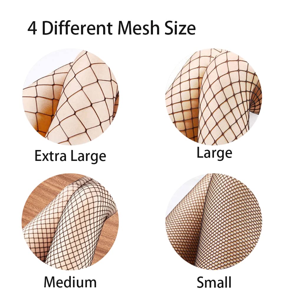 MANZI Women's High Waisted Fishnet Tights - Black Sexy Stockings & Pantyhose for Party, Cosplay, and Night Out