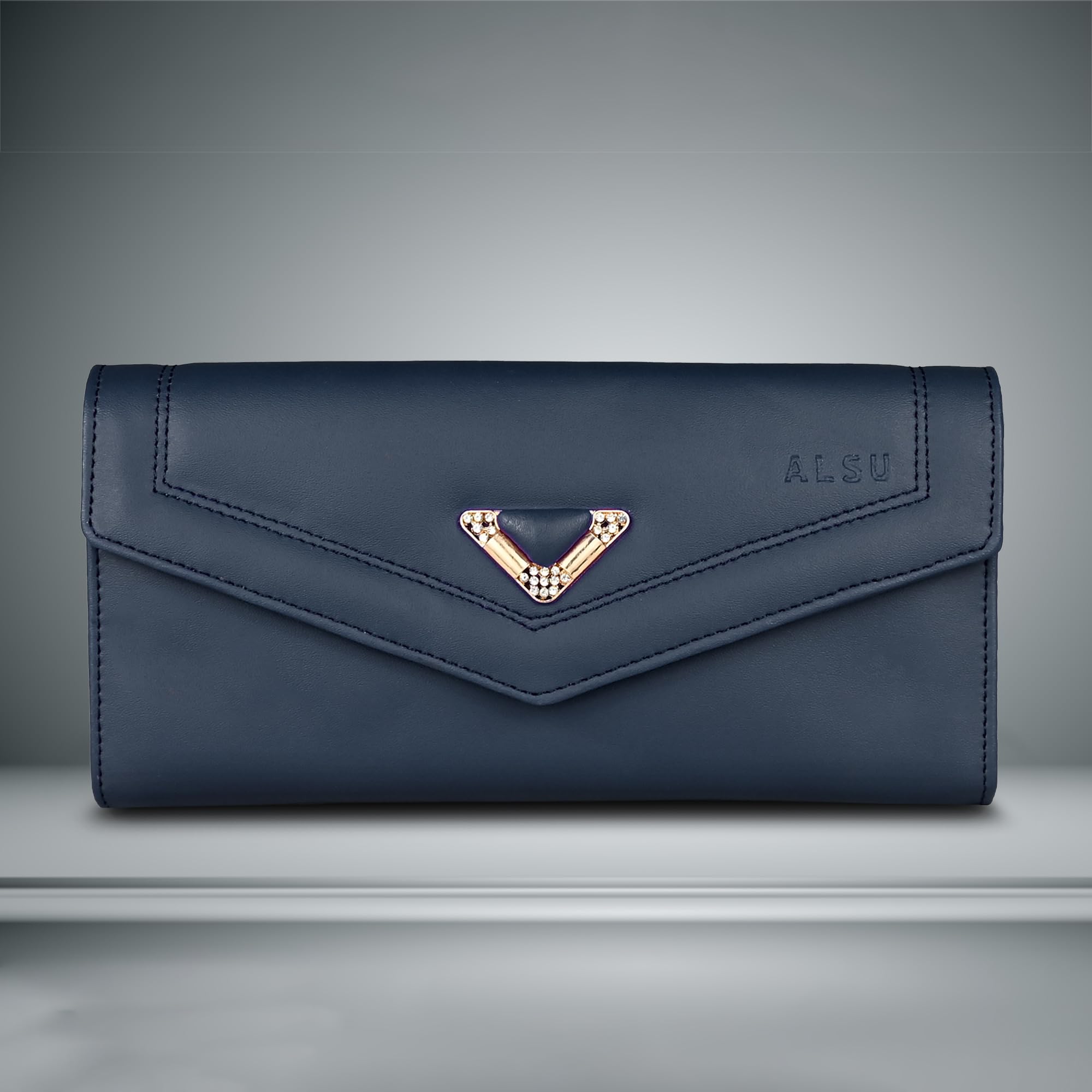 ALSU Women's Wallet with Phone Pocket & Card Slots - Stylish Clutch Purse for Cash, Coins, and Credit Cards | Perfect for Parties, Shopping, and Everyday Use (Blue)
