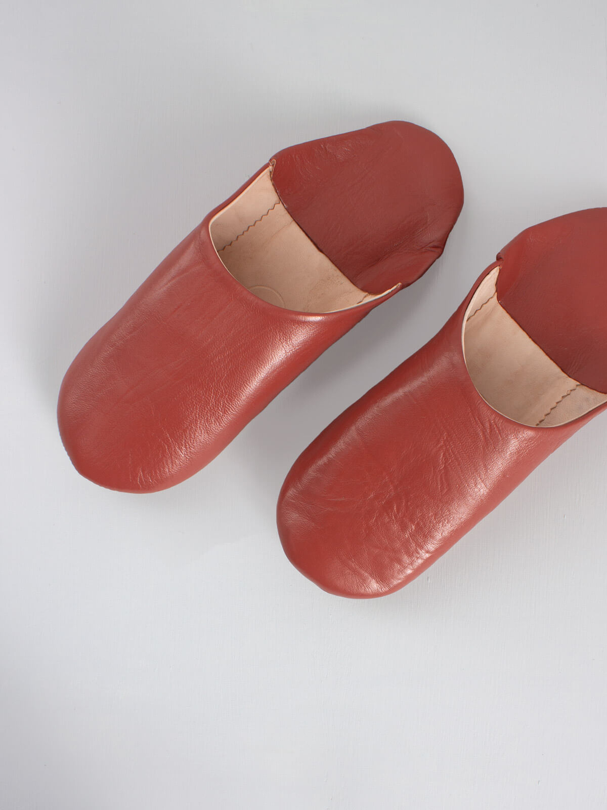 Authentic Moroccan Men's Leather Babouche Slippers - Handmade Terracotta Color Comfortable House Shoes for Relaxation & Lounge Wear