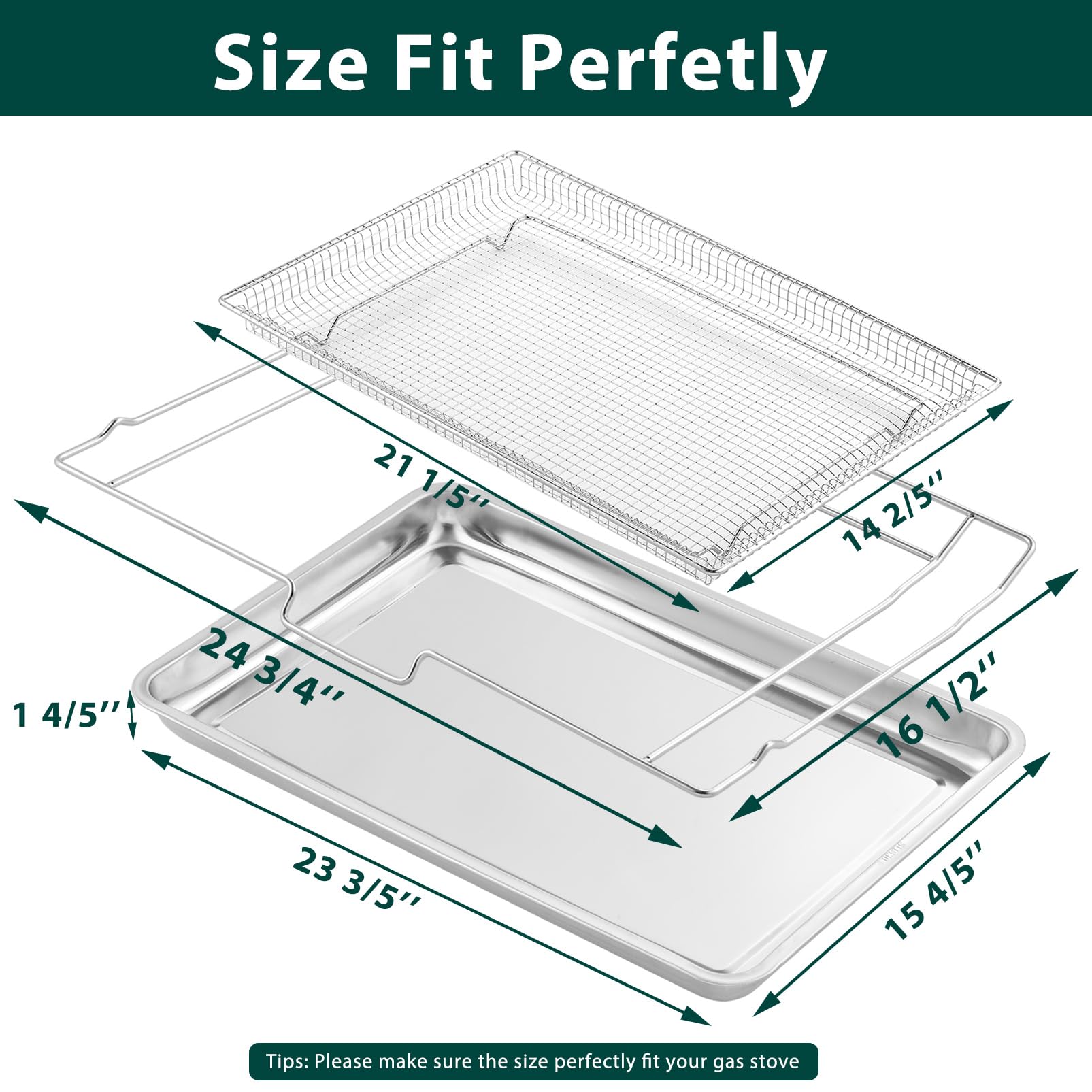 Samsung Oven Air Fryer Basket & Tray Replacement Parts - 304 Stainless Steel DG75-01001D for NX58F5500SS, NE63T8111SS/AA Ranges - Perfect for Healthy Frying, Roasting & Baking at Home (1 Pack)
