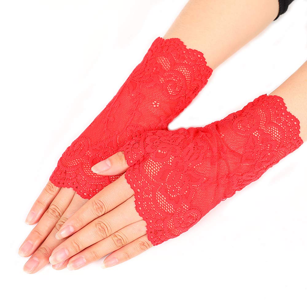 Fingerless Lace Gloves for Women - Summer Driving Gloves with Anti-Slip Grip & UV Protection - Elegant Wedding, Party, and Formal Occasion Accessories
